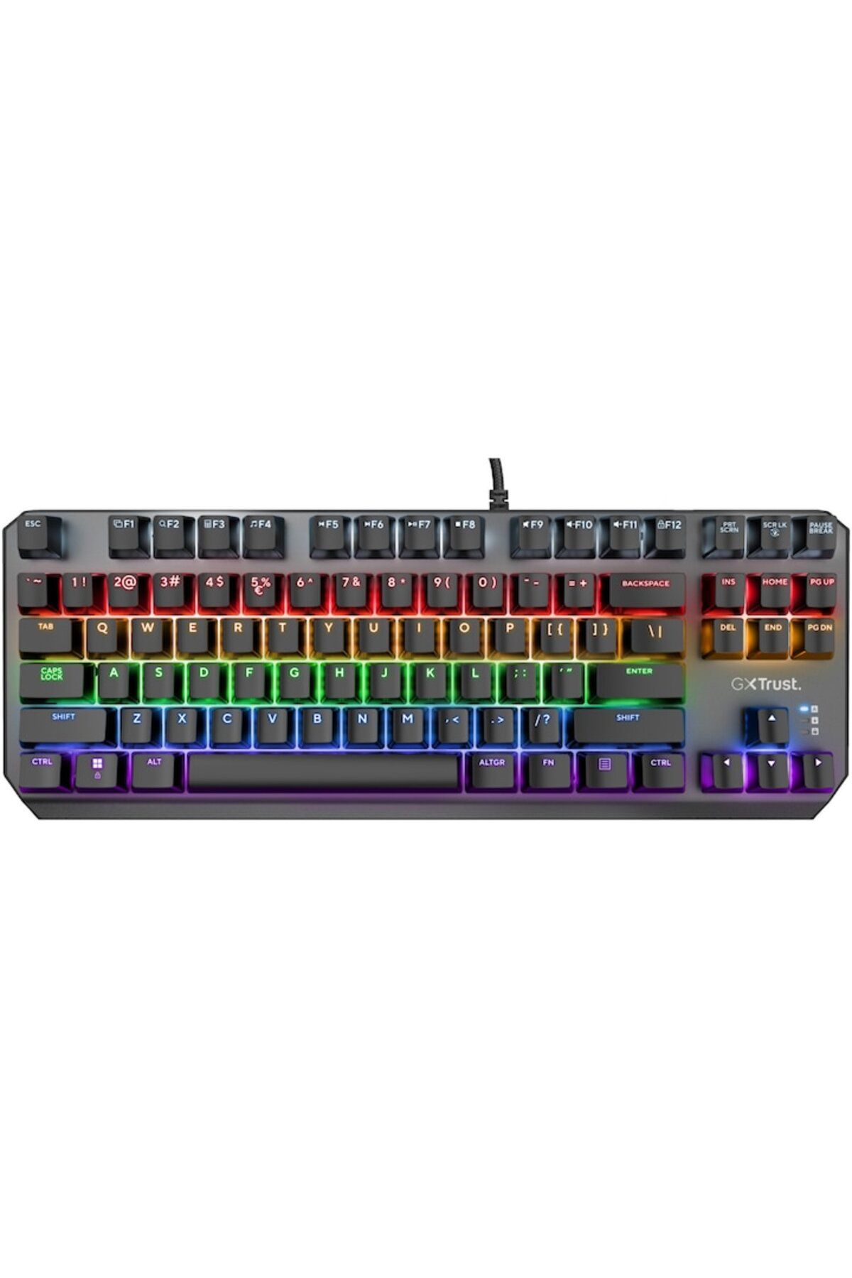 Trust-Tastatură mecanică de gaming TKL GXT834 CALLAZ, iluminare Rainbow, comutator Outemu roșu, cablu de 1,8 m 2