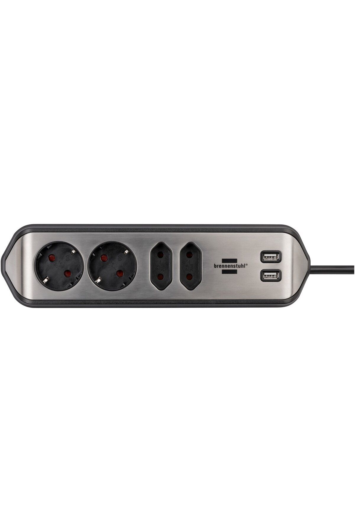 Brennenstuhl-Prelungitor de perete/colț Estilo, 4 prize, 2xUSB 3.1 A, H05VV-F 3G1.5, 2m, argintiu/negru 4