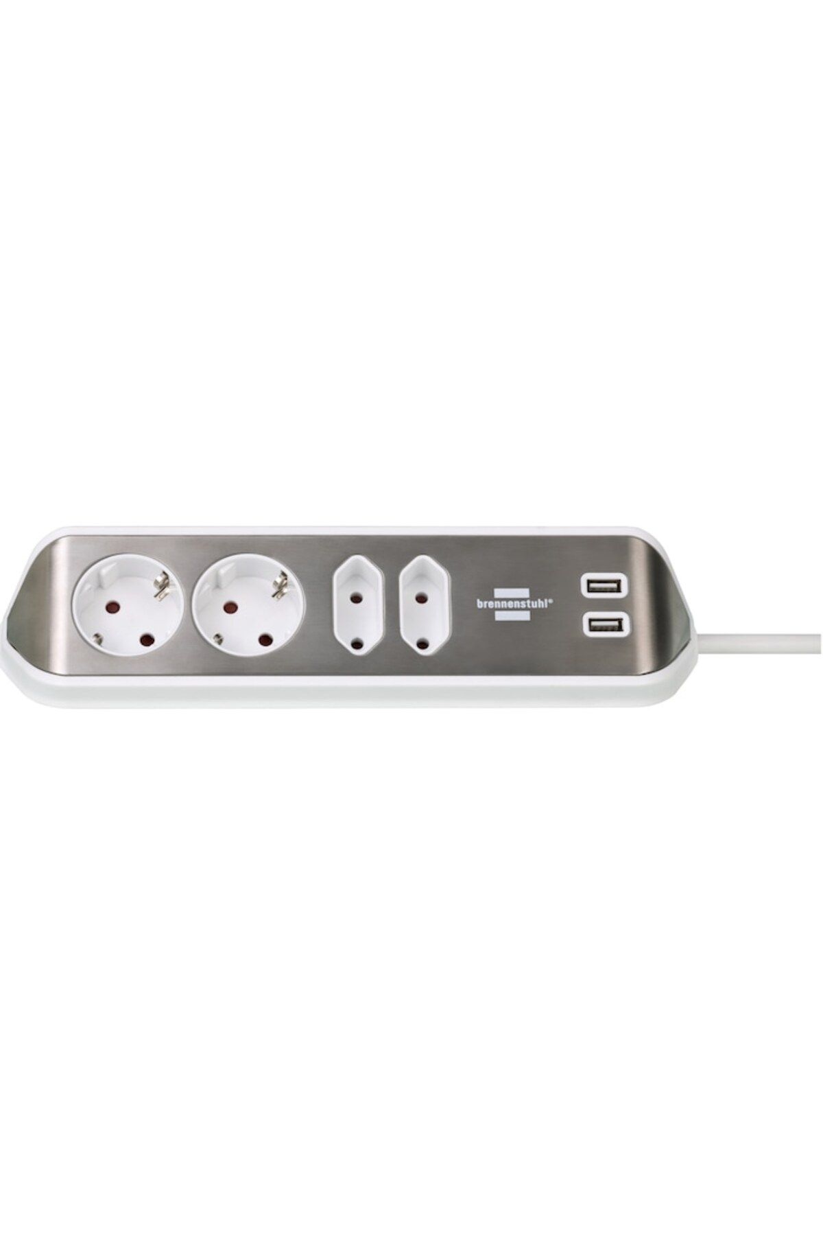 Brennenstuhl-Prelungitor de colț pentru perete Estilo, 4 prize, 2xUSB 3.1 A, H05VV-F 3G1.5, 2m, Argintiu/Alb 3