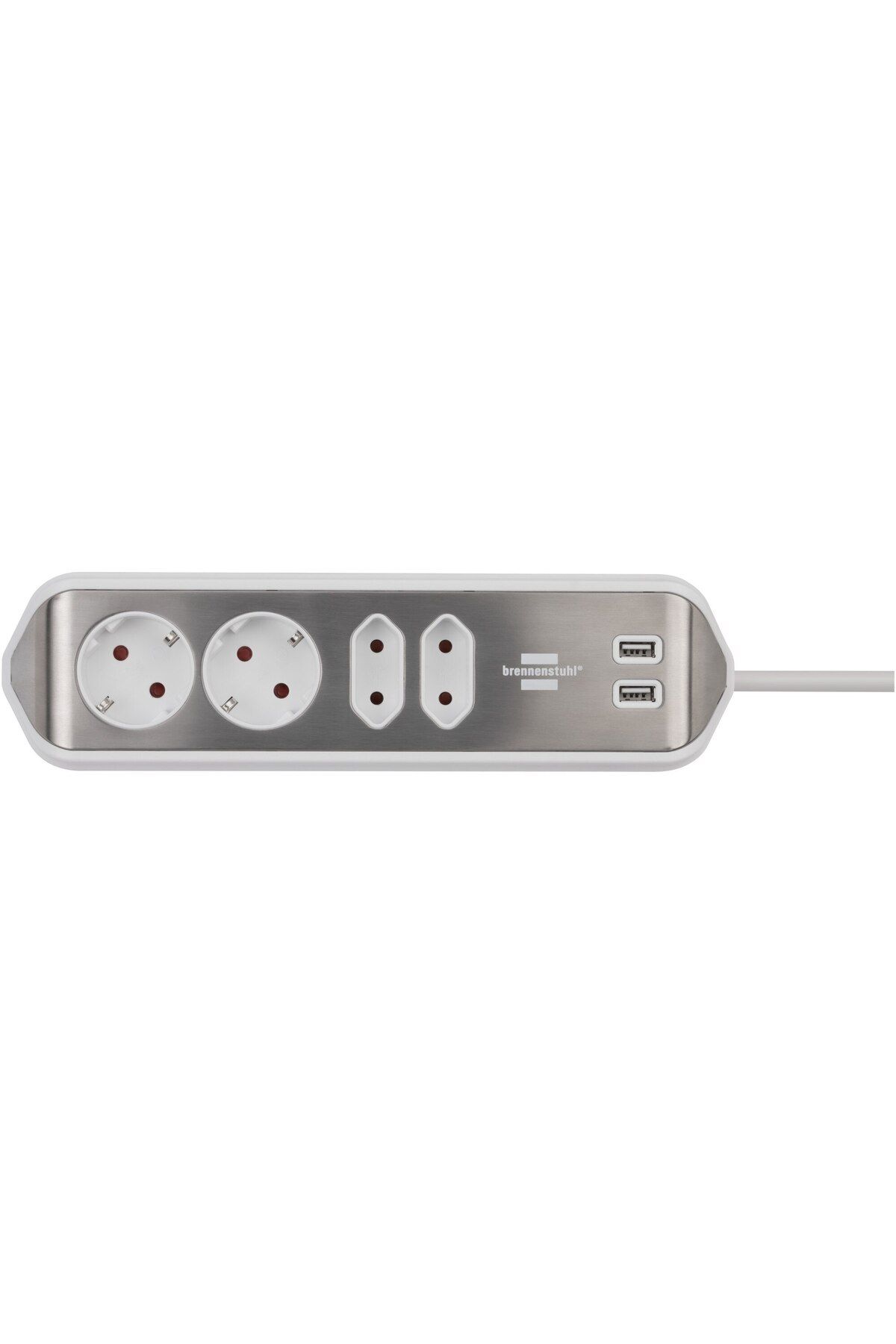Brennenstuhl-Prelungitor de colț pentru perete Estilo, 4 prize, 2xUSB 3.1 A, H05VV-F 3G1.5, 2m, Argintiu/Alb 4