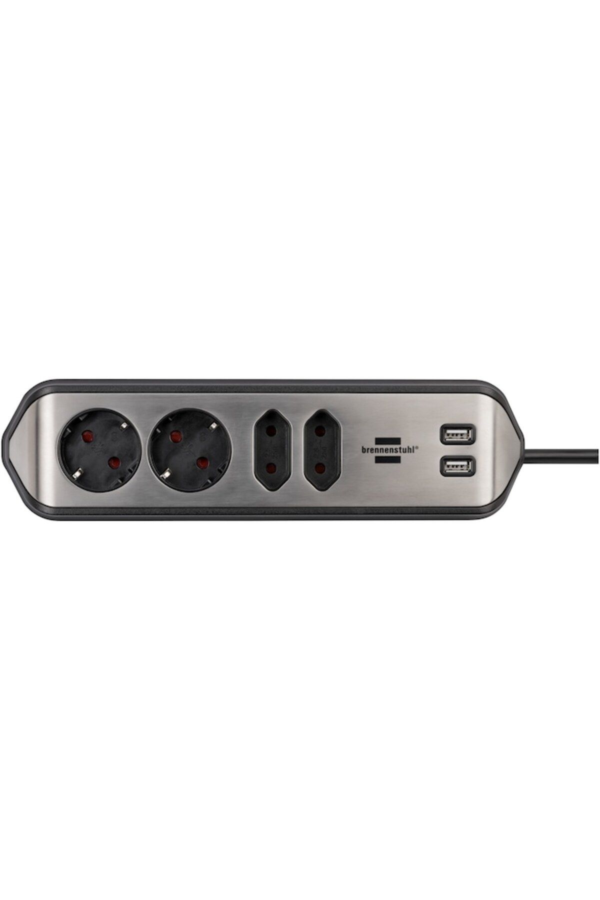 Brennenstuhl-Prelungitor de perete/colț Estilo, 4 prize, 2xUSB 3.1 A, H05VV-F 3G1.5, 2m, argintiu/negru 2