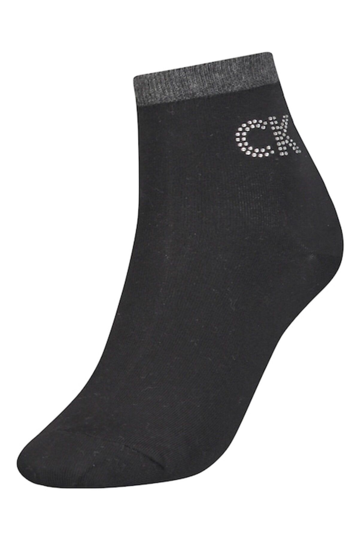 Calvin Klein-, Short Socks with Rhinestone Applications - 1 Pair, Black, One Size 2