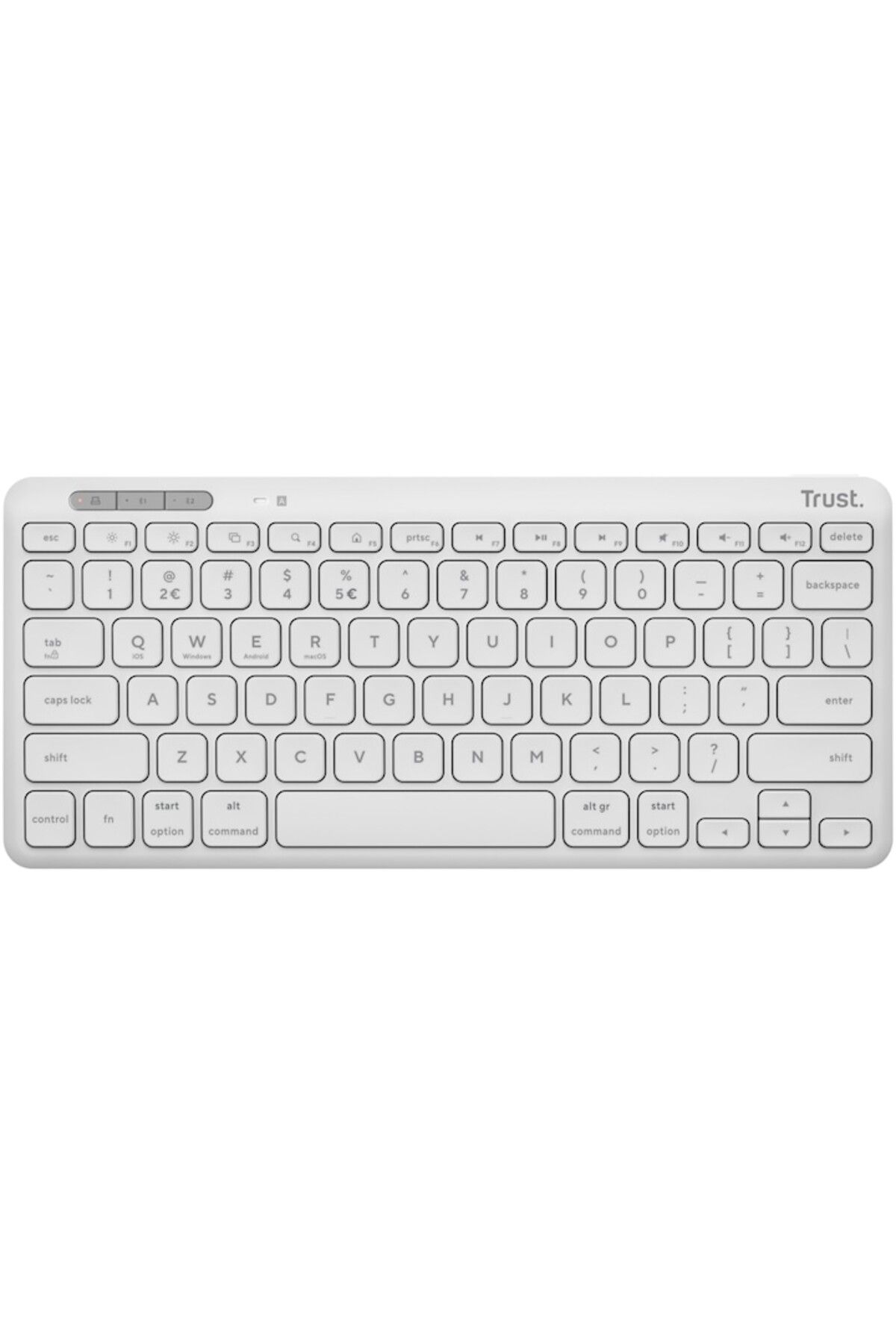 Trust-Wireless Compact Keyboard Lyra, RF 2.4GHz, Bluetooth, QWERTY, USB-A/USB-C, White 3