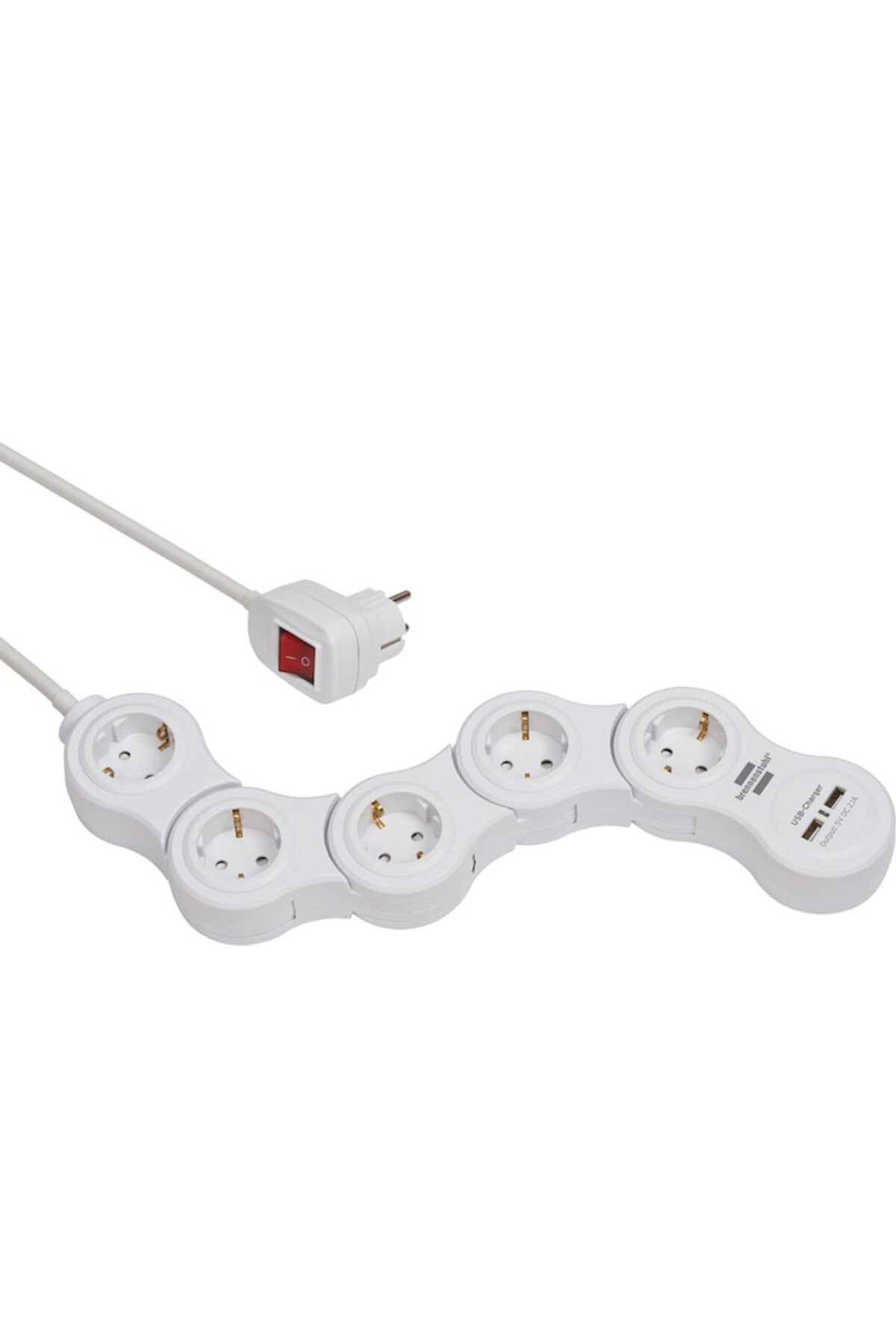 Brennenstuhl-Prelungitor reglabil Brennenstuhl, 2xUSB 2100 mA, 5 prize, întrerupător, cablu H05VV-F 3G1.5, 1.4m 3