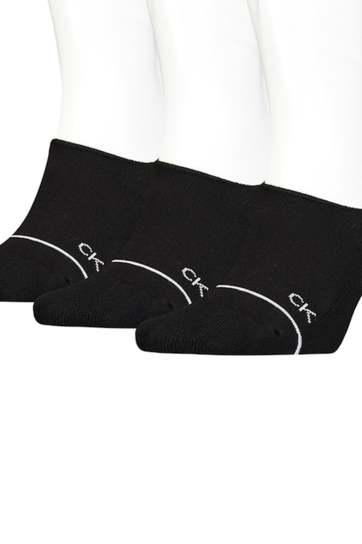 Calvin Klein-, Set of very short socks with monogram pattern - 3 pairs, Black, One Size 3