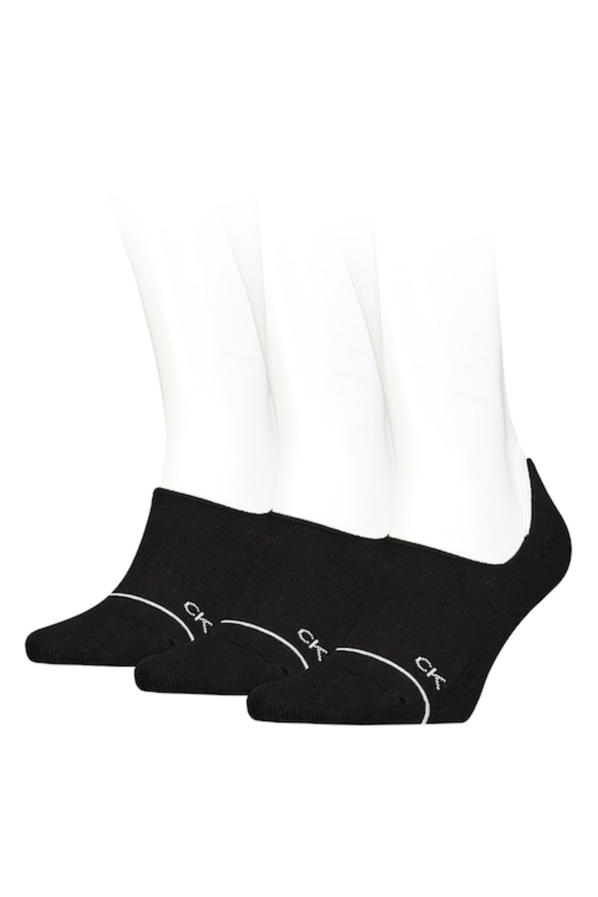Calvin Klein-, Set of very short socks with monogram pattern - 3 pairs, Black, One Size 2