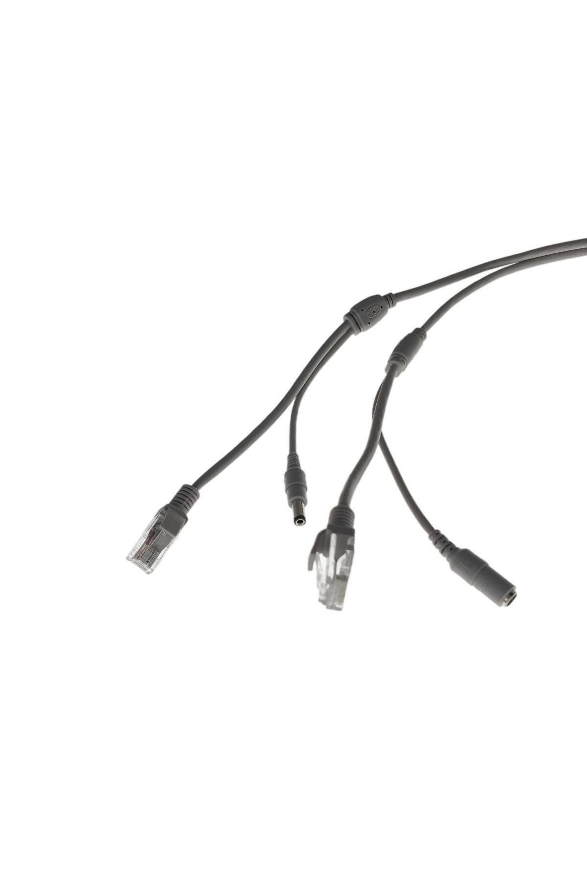 OEM-Cablu retea 10m pentru camera IP CCTV NVR, UTP Cat.5/5e, mufat 2XRJ45 si cablu alimentare mufat, gri 1