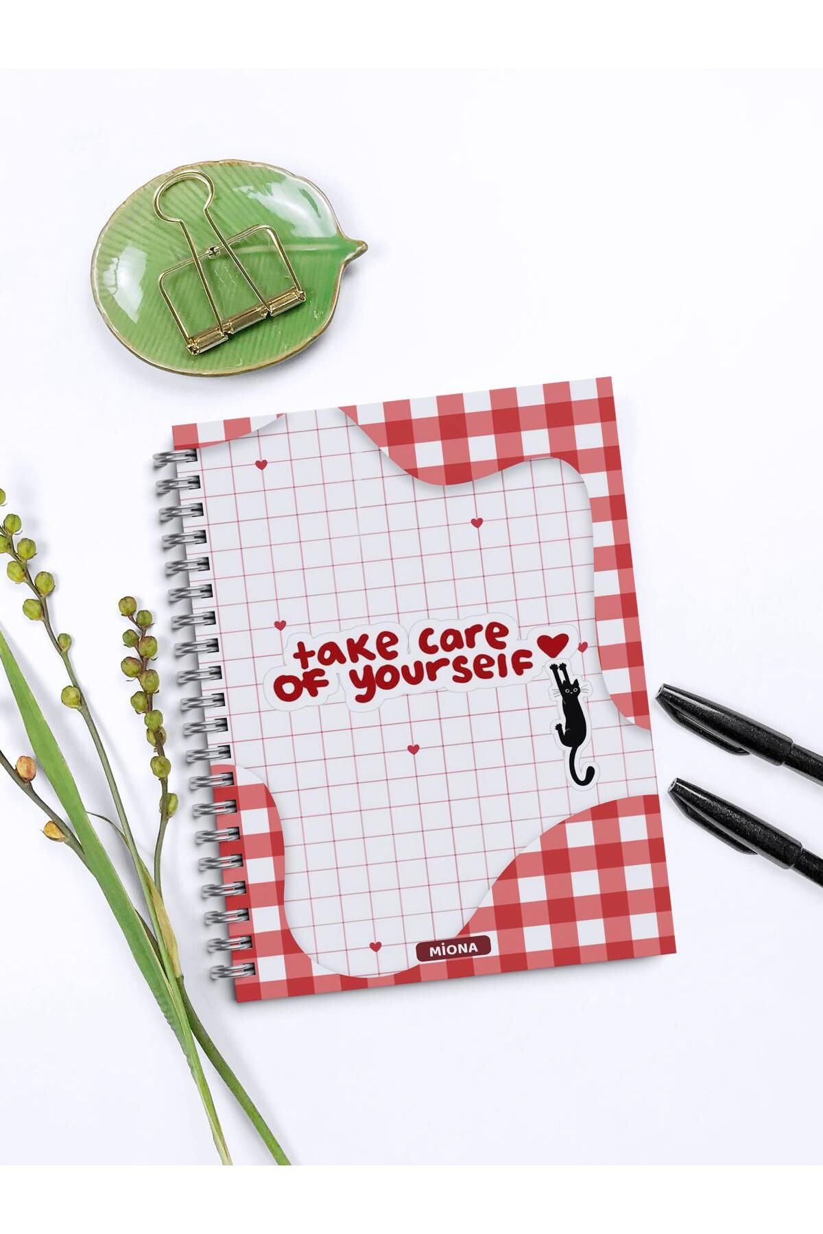 Miona-A5 Spiral School Notebook 120 Sheets Set of 4 Red Themed 2 Lined - 2 Checkered Notebook, Notebook 4