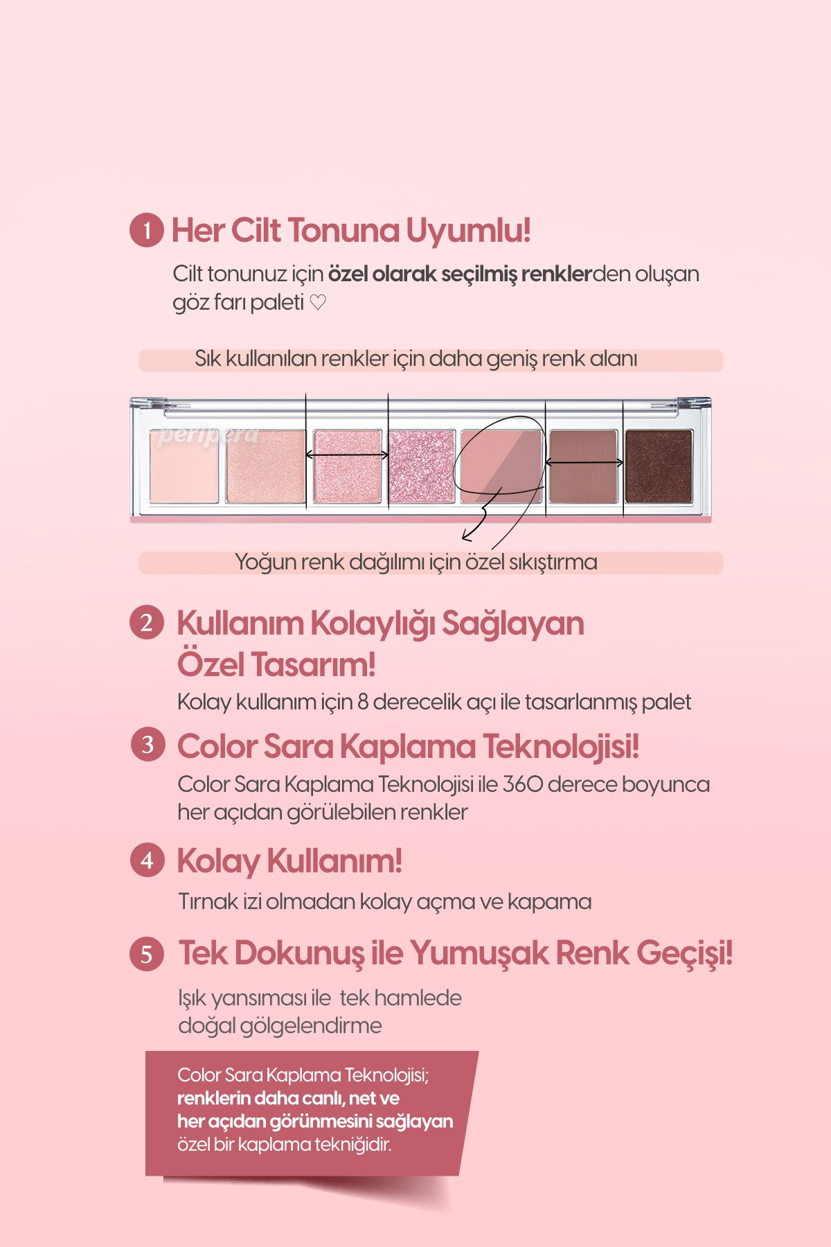 PERIPERA-Matte, Shimmer, Glitter Intense Pigmented Shadow Palette All Take Mood Palette 007 Lets Go See Peach 6