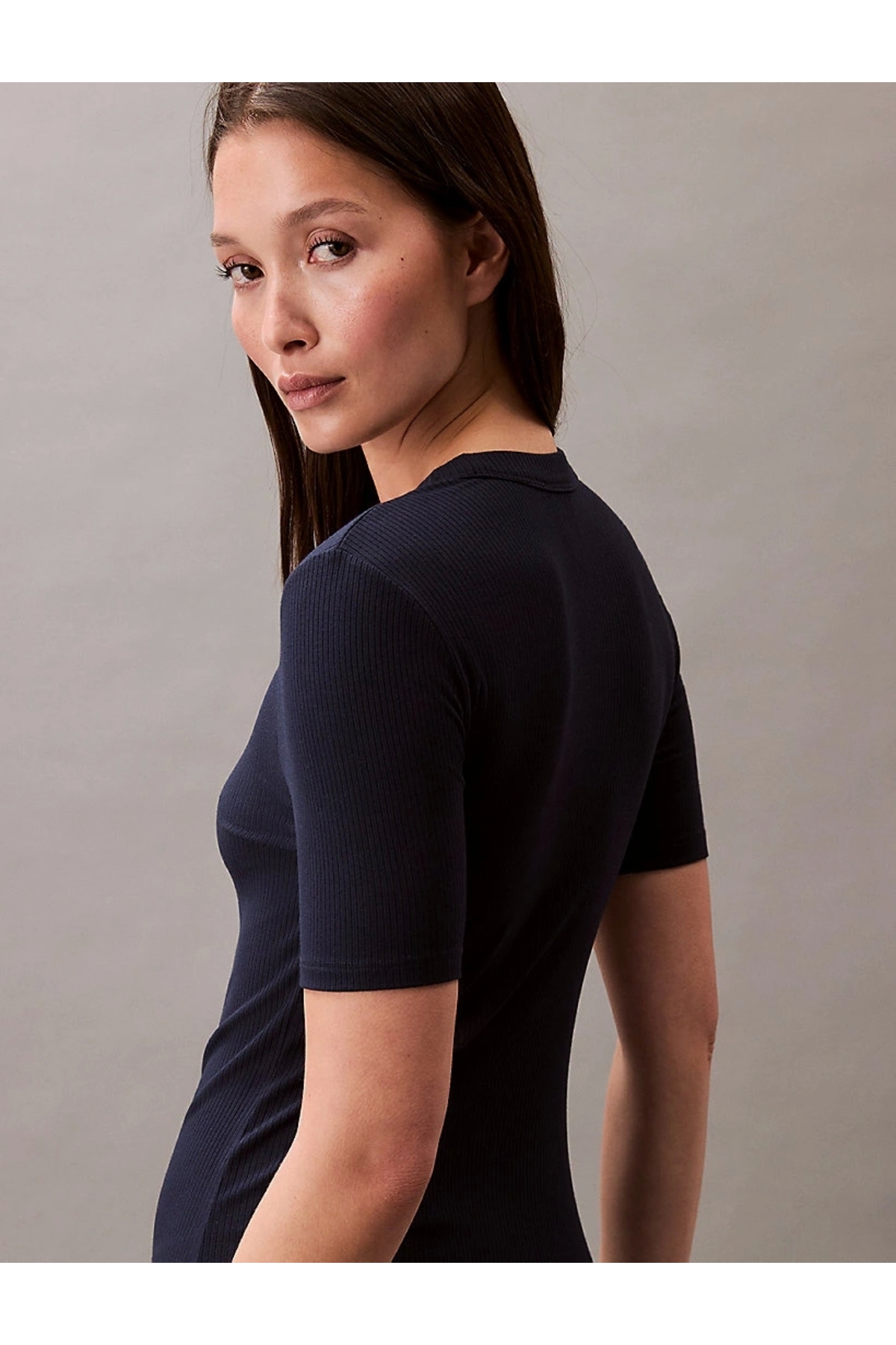 Calvin Klein  Rib Kadın Mavi Elbise LV044C902G-CEF - Görsel 4