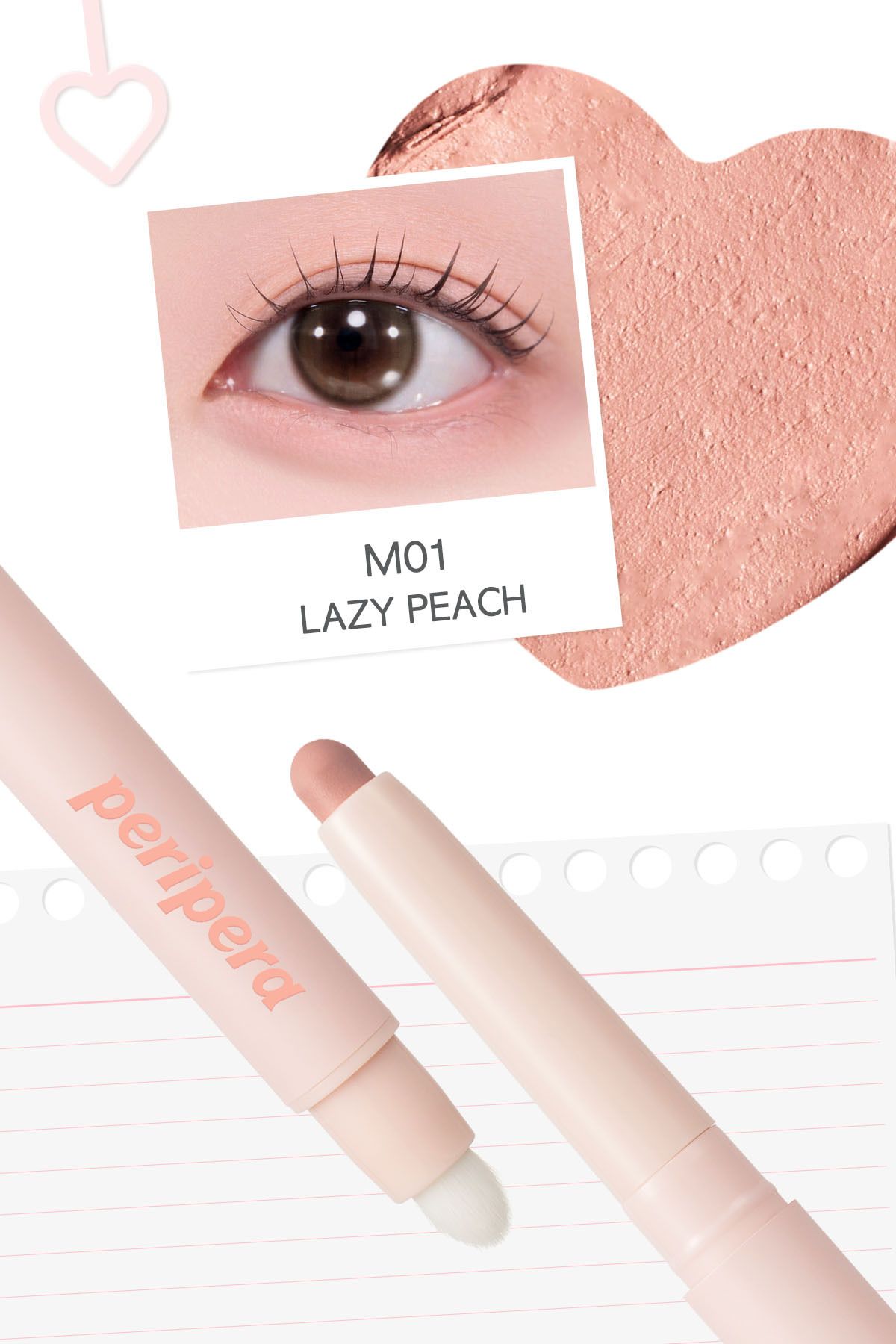 PERIPERA-Easily Applied Pen Without Clumping Far Mood in Shade Eye Stick (M01 Lazy Peach) 2