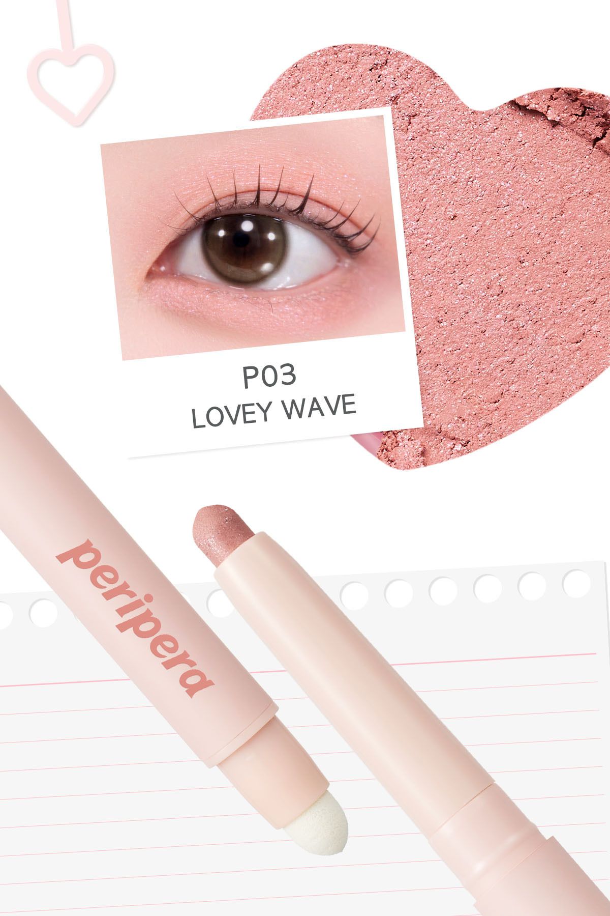 PERIPERA-Easily Applied Pen Shadow Mood in Shade Eye Stick Without Clumping (P03 Lovey Wave) 2