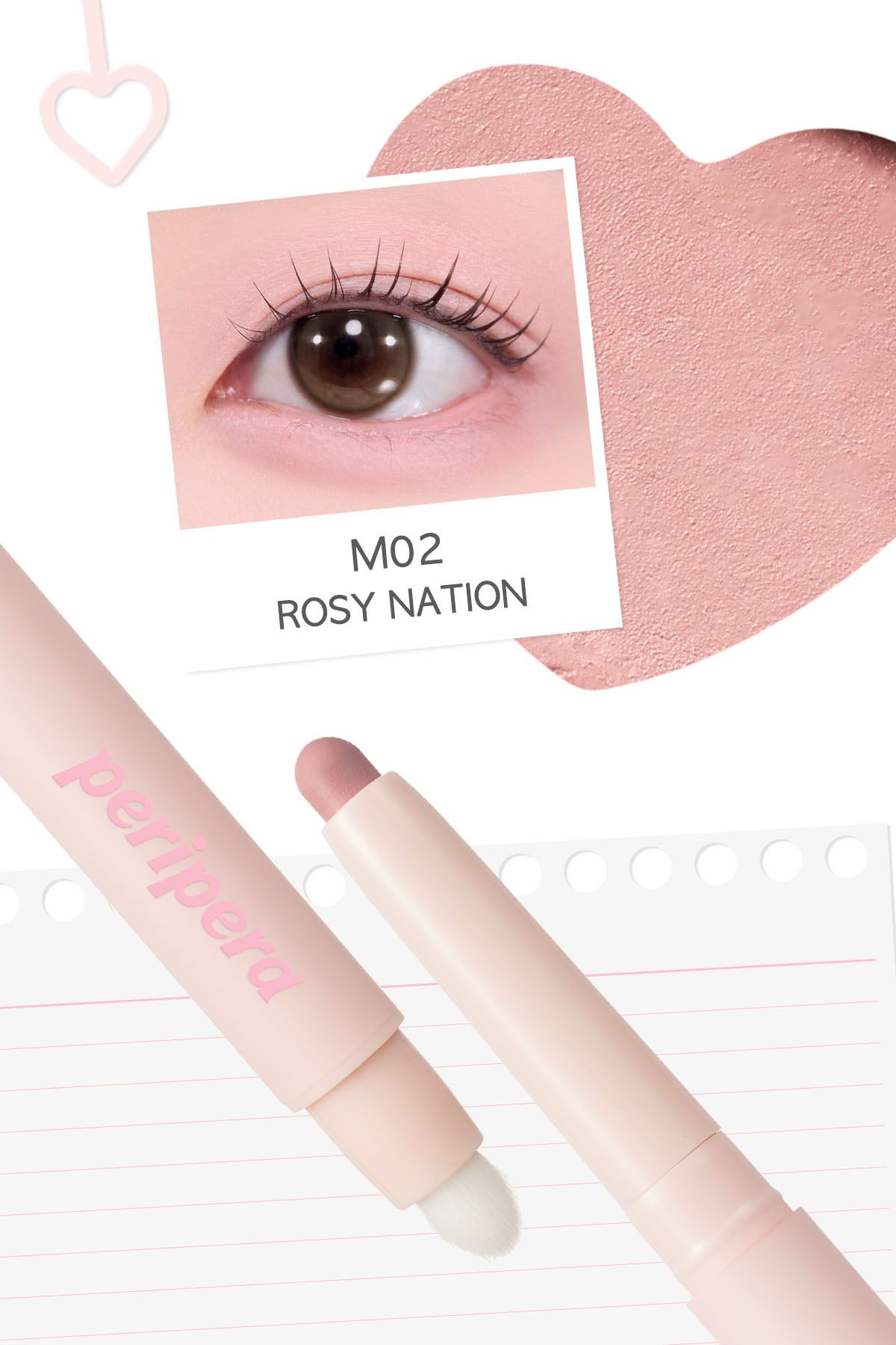 PERIPERA-Easily Applied Pen Without Clumping Far Mood in Shade Eye Stick (M02 Rosy Nation) 2