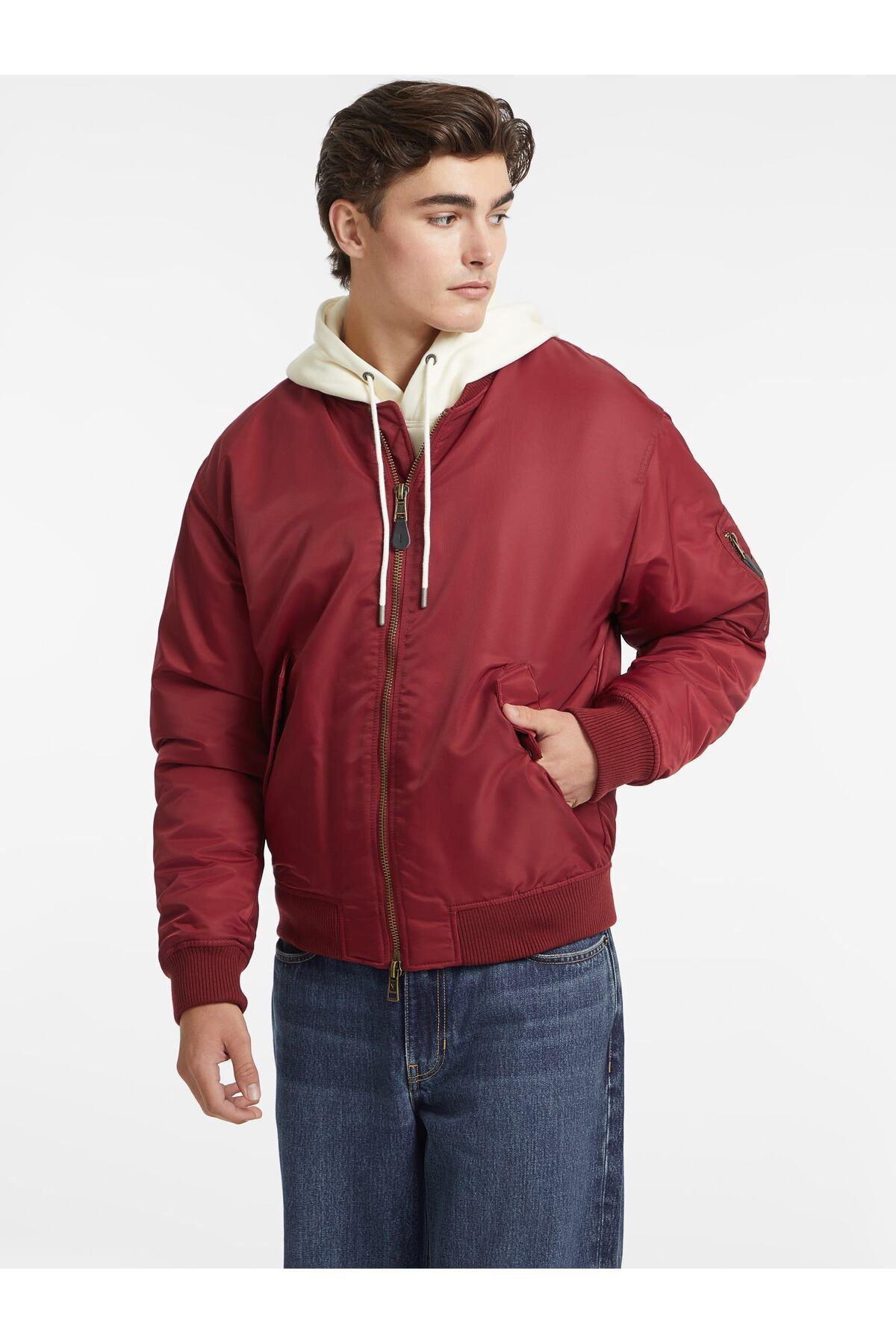 گس کت مردانه جین قرمز M4YL01WG932G5M3 GJ BOMBER JKT RECY