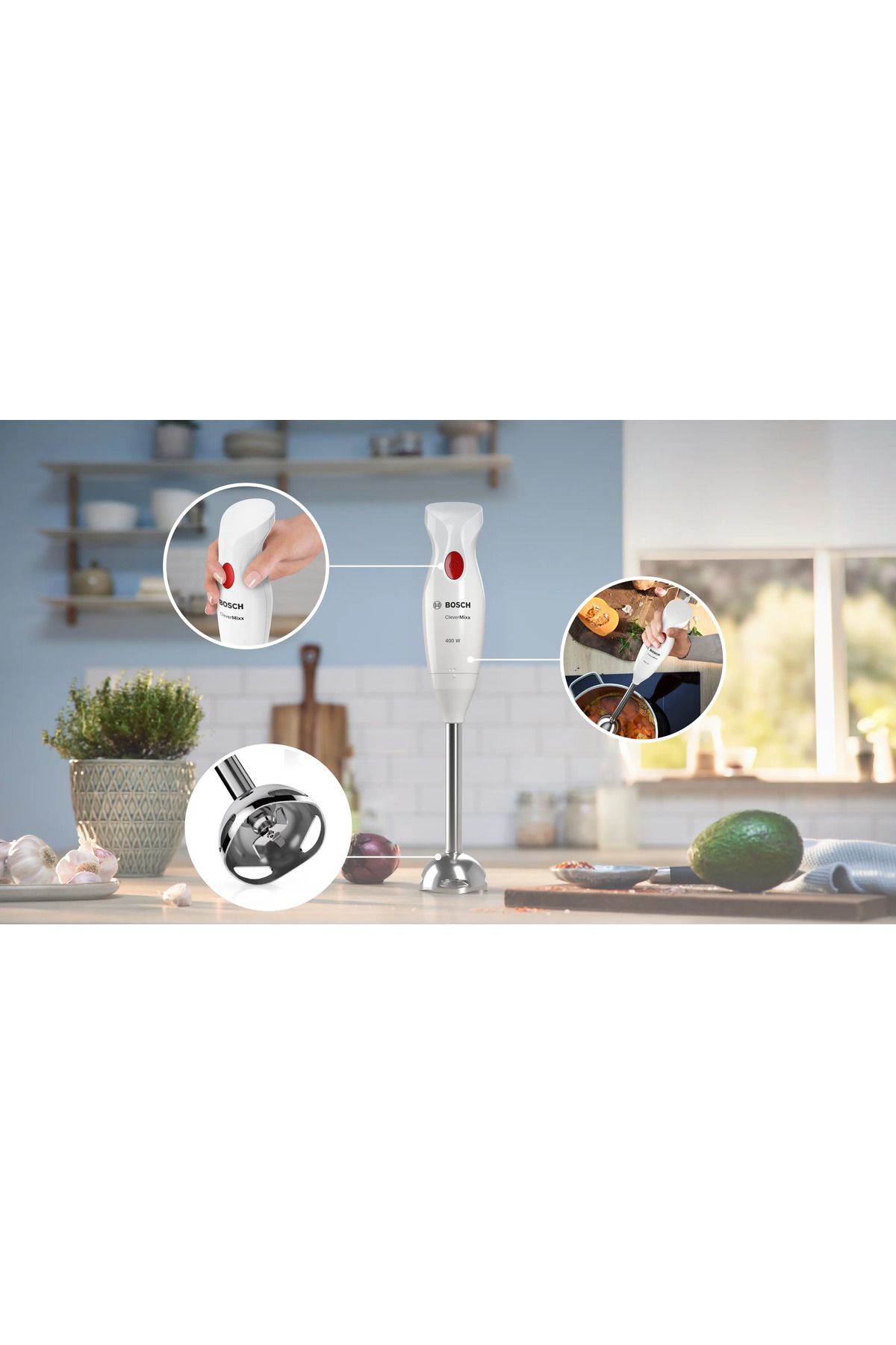Bosch-CleverMixx Blender de mână 400 W Alb, deep red 7