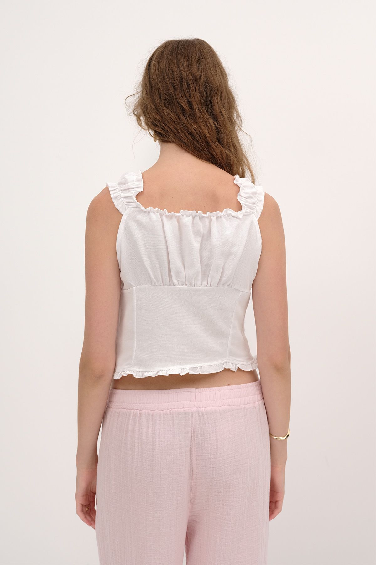 Addax-Linen Blend Buttoned Blouse A17419 6