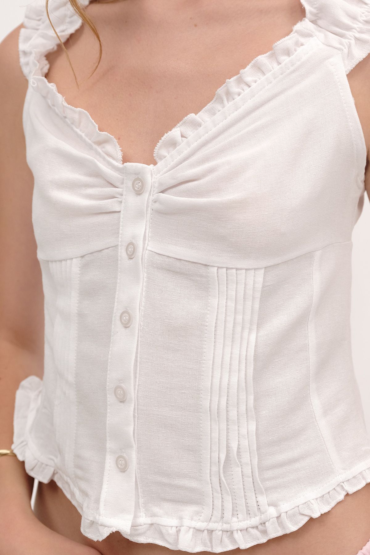 Addax-Linen Blend Buttoned Blouse A17419 3