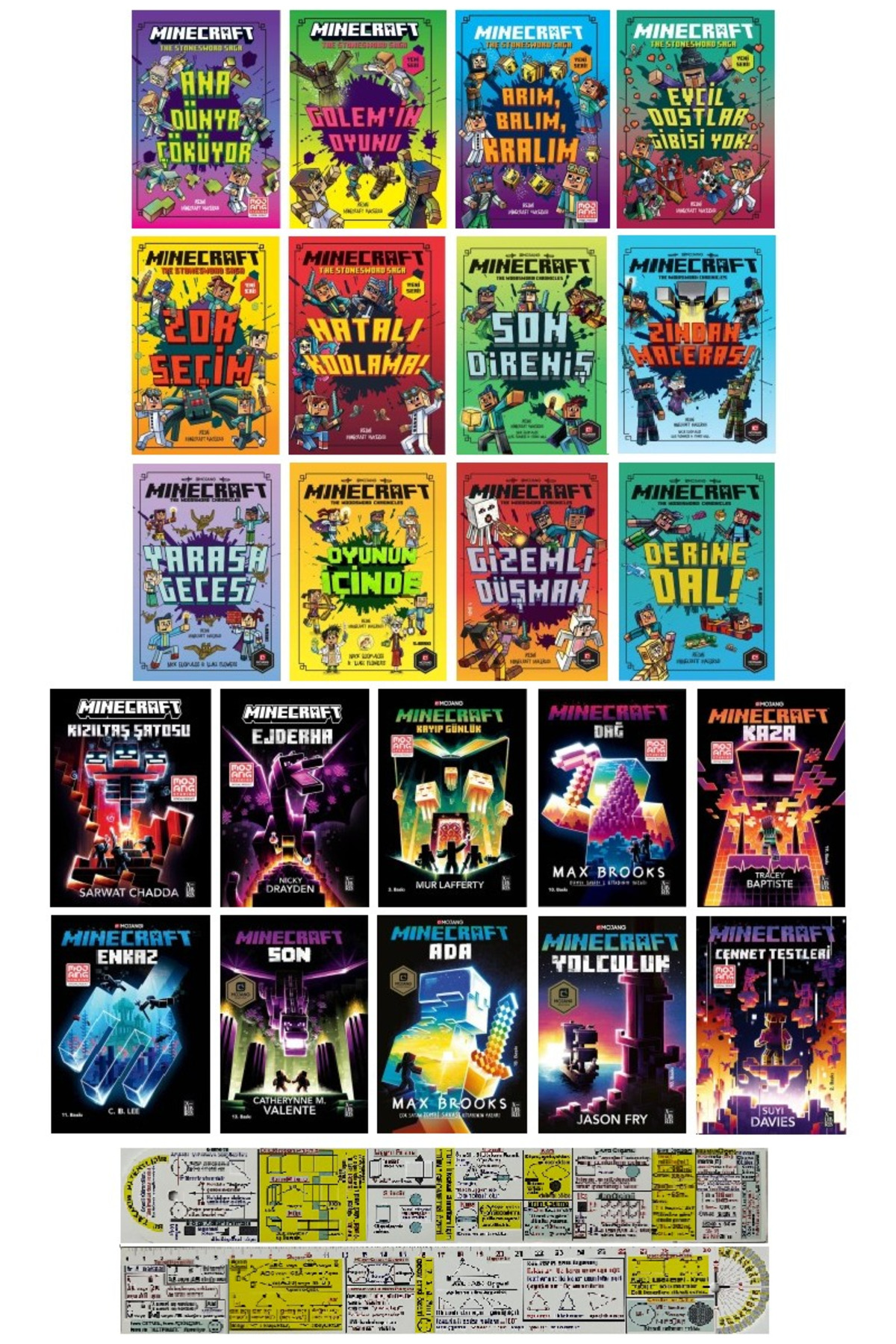 XLibris Minecraft Roman Serisi 22 Kitap Set + Mat. Öğreten Cetvel