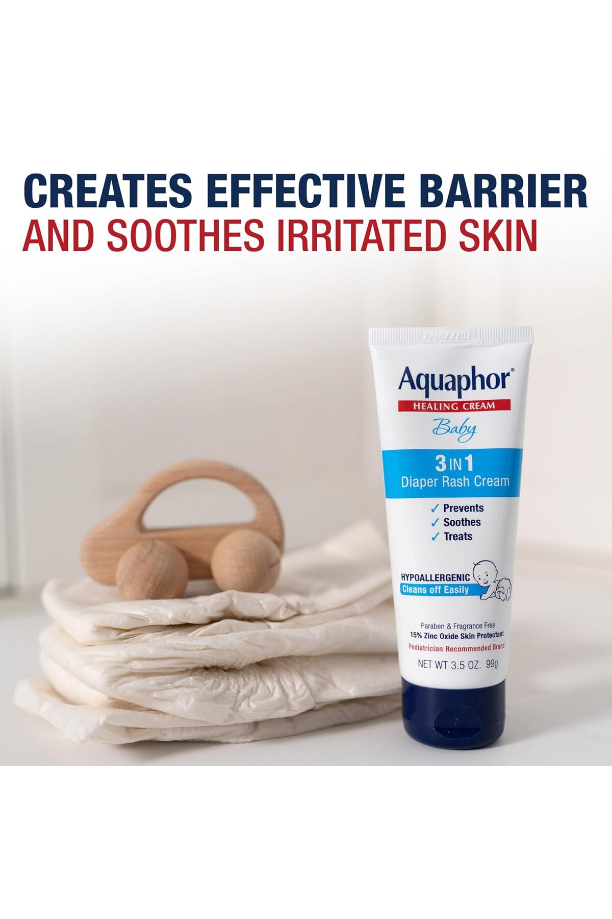 Aquaphor Baby Diaper Rash Cream 3in1 Diaper Rash Relief Bebek 3'ü 1 Arada Pişik Giderici Krem 3.5 oz 99gr USA fotoğrafı 3 (önizleme)