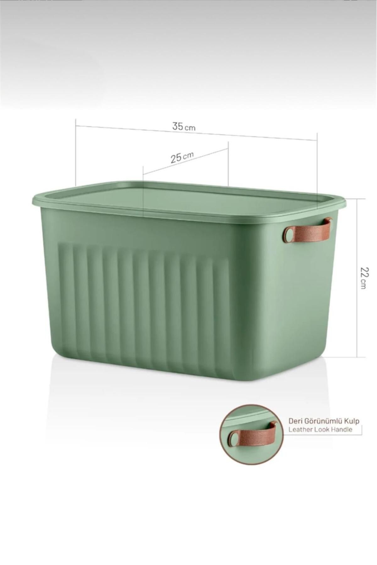 Bayev-4-Piece Green 15 Lt Boxsis Set Multi-Purpose Box with Lid Closet Organizer Organizer - Hobby Box 2