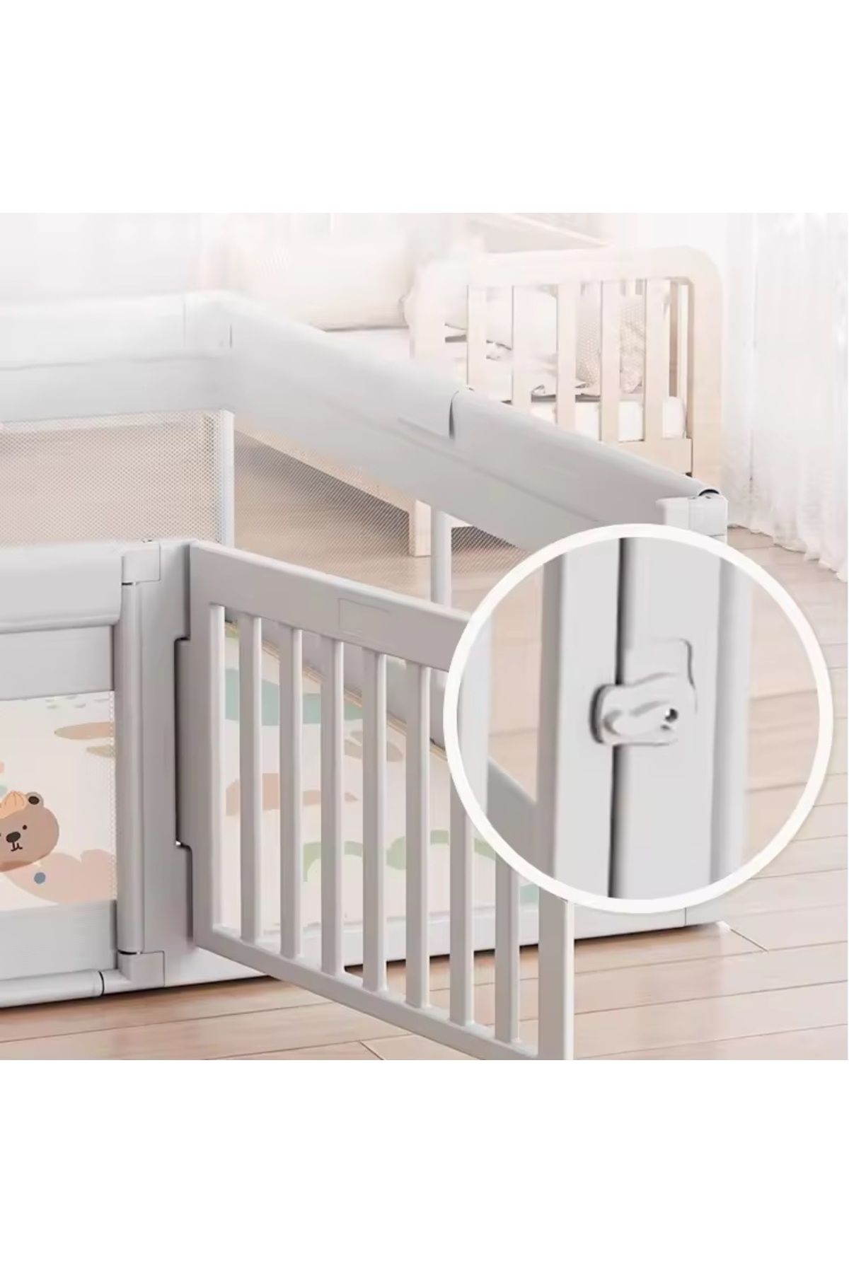 Nichiduta-Playpen 120 x 180 cm, with metal frame, mesh walls 65 cm high, with access gate, c 5