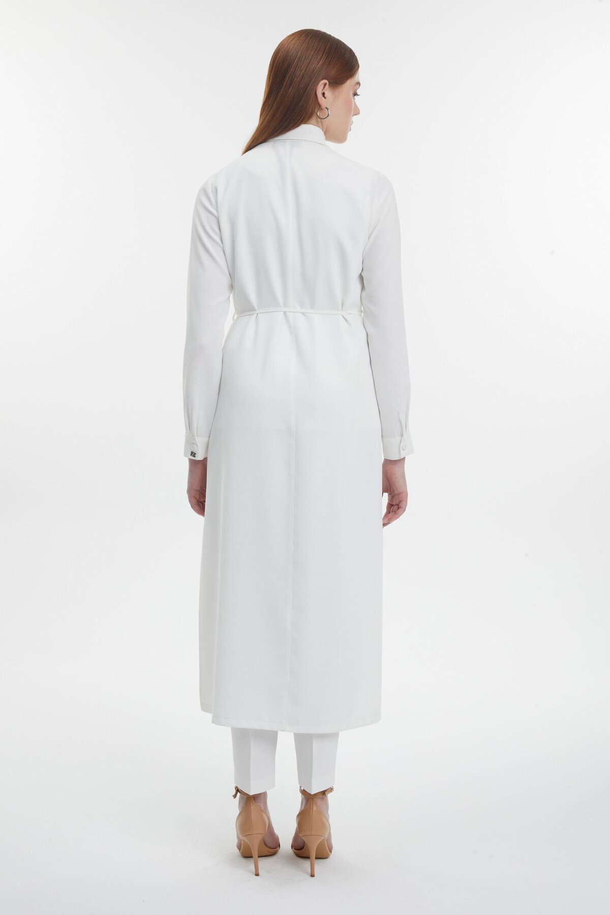 Zühre-Ecru Wear and Remove with Stripe Processing and Bead Detail Gc-0267 5