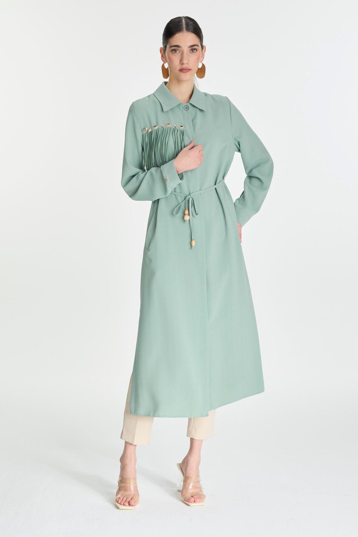 Zühre-Mint Wear and Go with Seashell Detail and Tassels Gc-0234 4