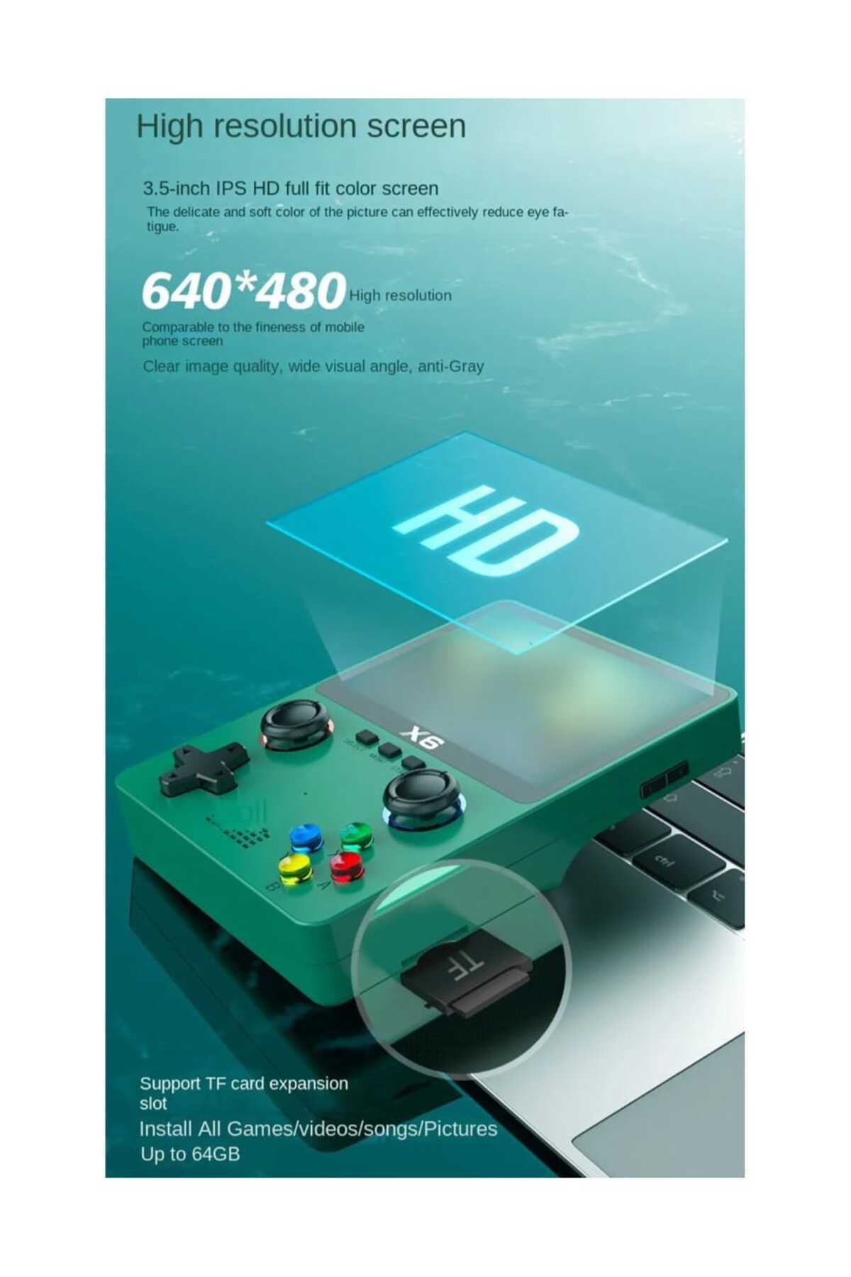 Generic-X6 Handheld Game Consoles Built-in 10,000 Games, Retro Game Console with 3.5 Inch IPS Screen 4