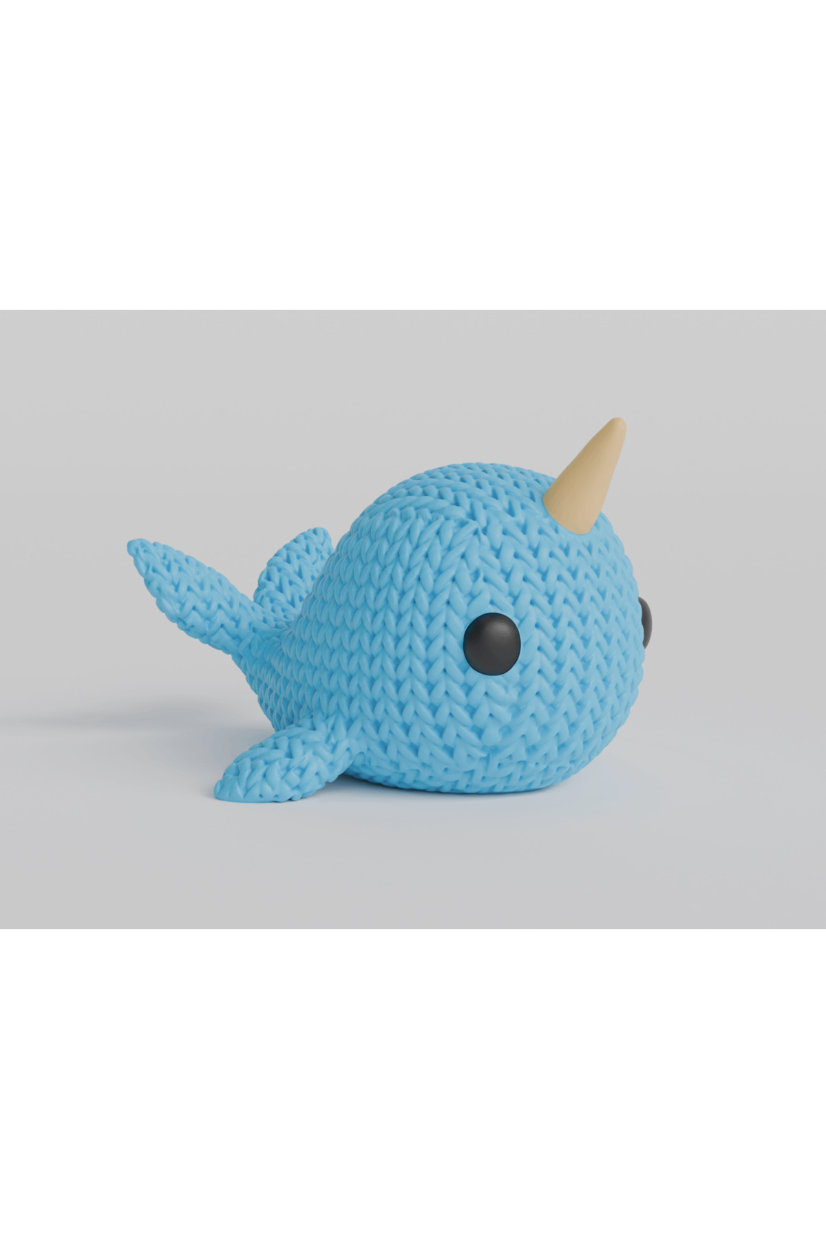 El Yapımı Görünümlü Narval Figürü - 10 cm Dekoratif Heykelcik Deniz Canlısı