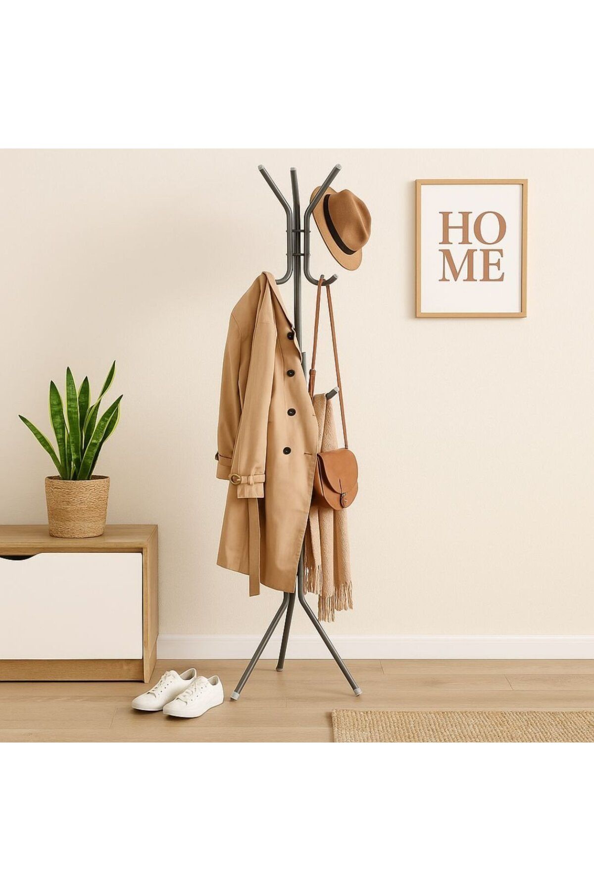 Koopman-Vertical metal coat rack with 12 hooks, 175 cm, modern and stable design 2