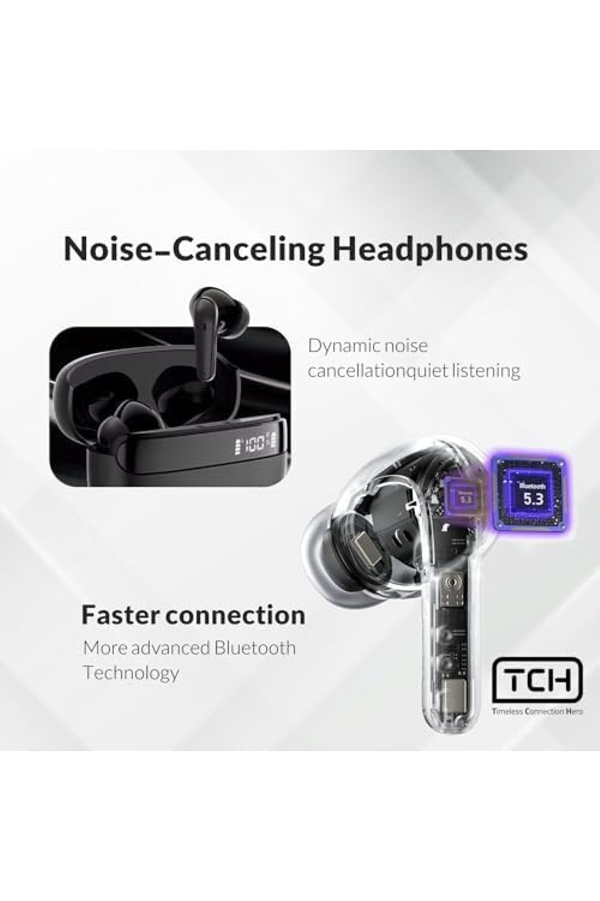 Timeless Connection Hero-TCH L10 ANC Active Noise Cancelling Bluetooth Earbuds 3