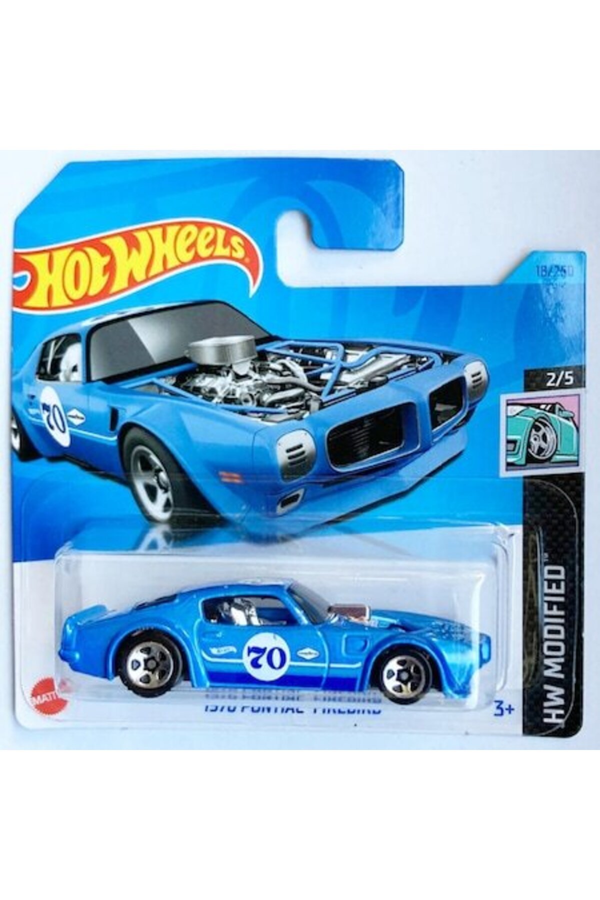 Masinuta metalica Hot Wheels, 1970 Pontiac Firebird, Albastru, 1:64