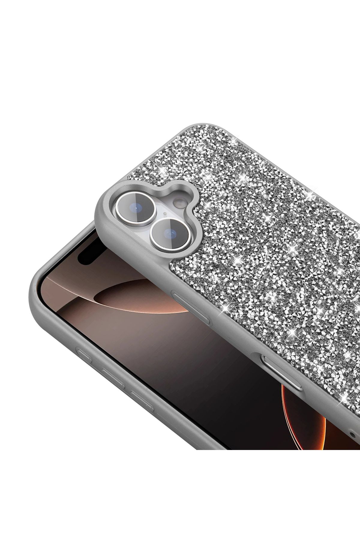 Cep Plus-iPhone 16 Plus Case Shiny Stone Design Cppl Diamond Cover - Gray 3