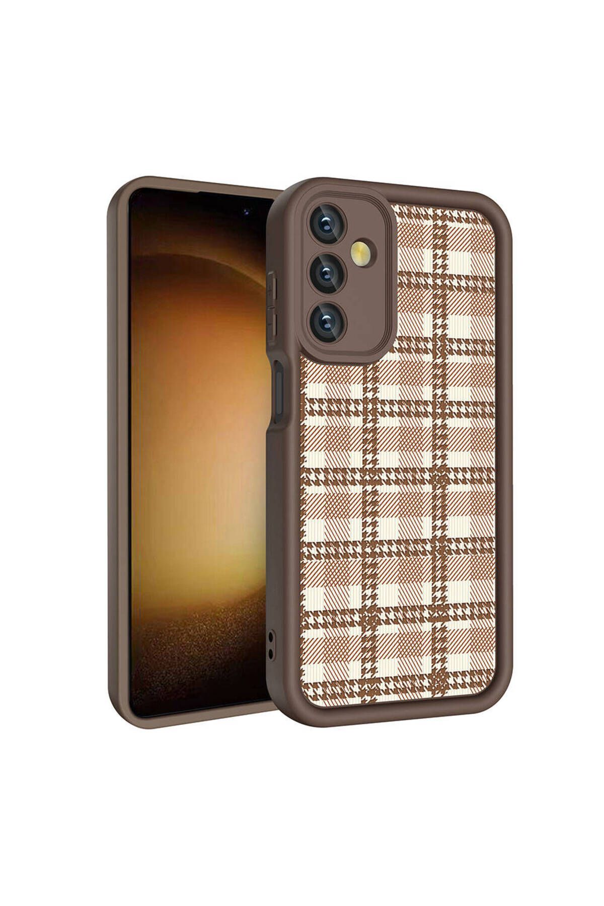 Cep Plus-Galaxy A15 Case Printed Back Surface with Camera Protection Cppl Classy Cover - Light Brown 3