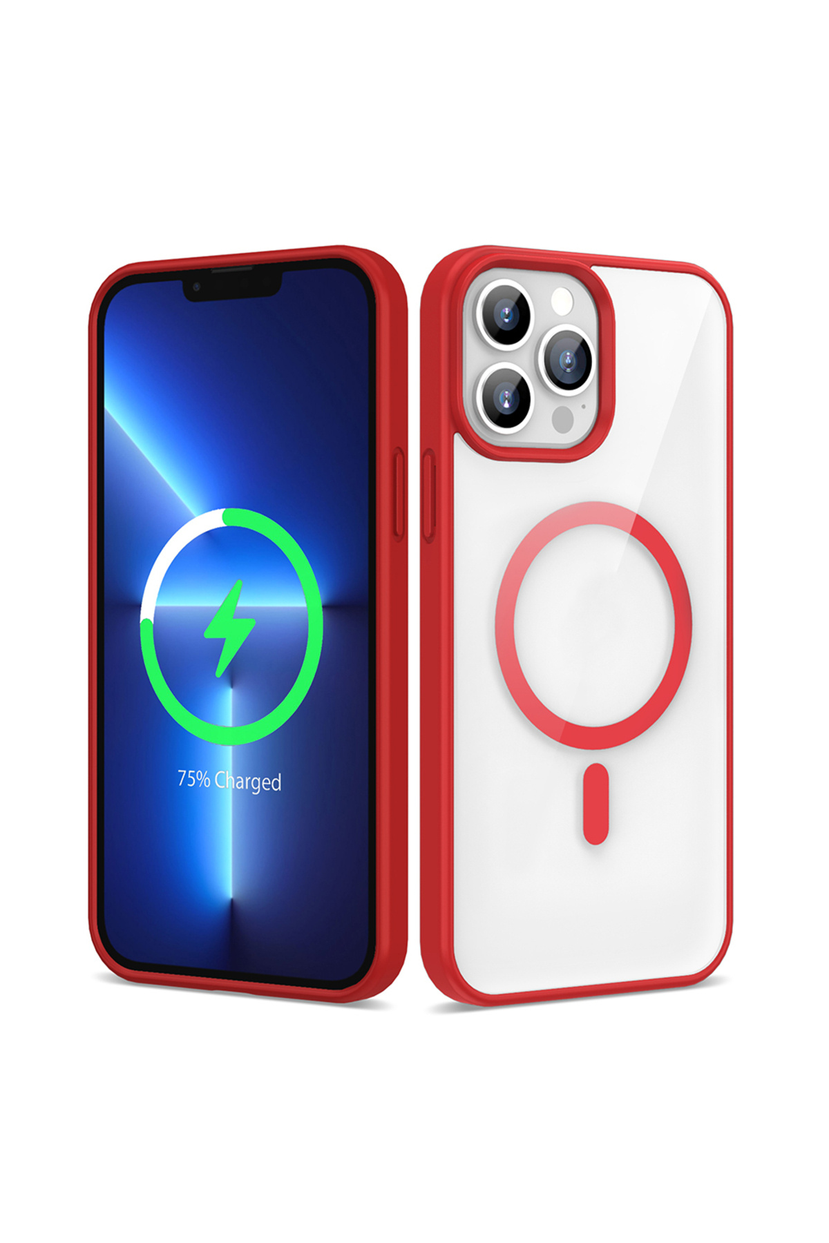 iPhone 13 Pro Max Kılıf Magsafe Wireless Şarj Özellikli Silikon CPPL Ege Kapak - Kırmızı