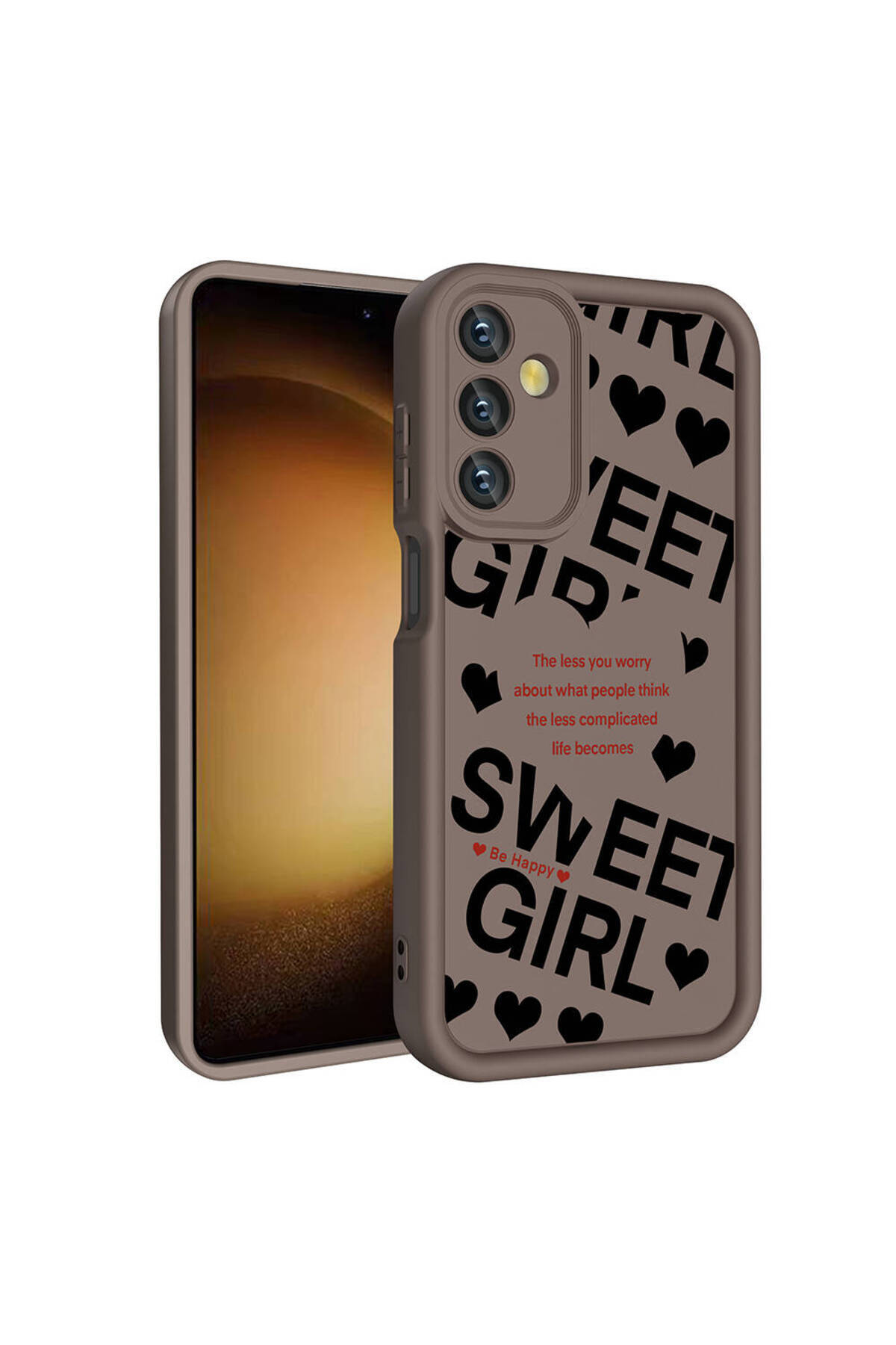 Cep Plus-Galaxy A15 Case Printed Back Surface with Camera Protection Cppl Classy Cover - Light Brown 2
