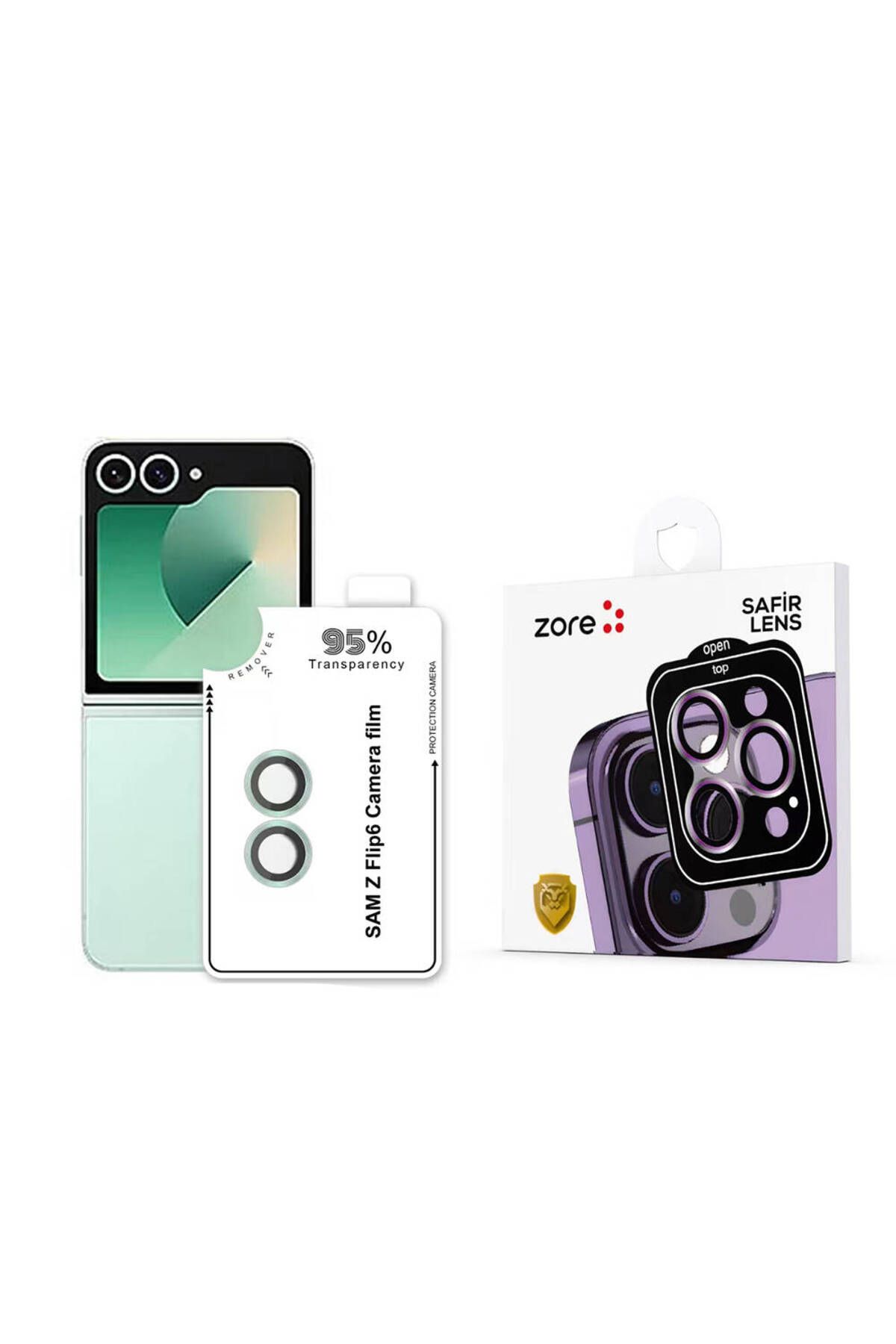 Cep Plus-Galaxy Z Flip 6 CPPL CL-11 Sapphire واقي عدسة الكاميرا مضاد للانعكاس وخالي من بصمات الأصابع - أخضر 1