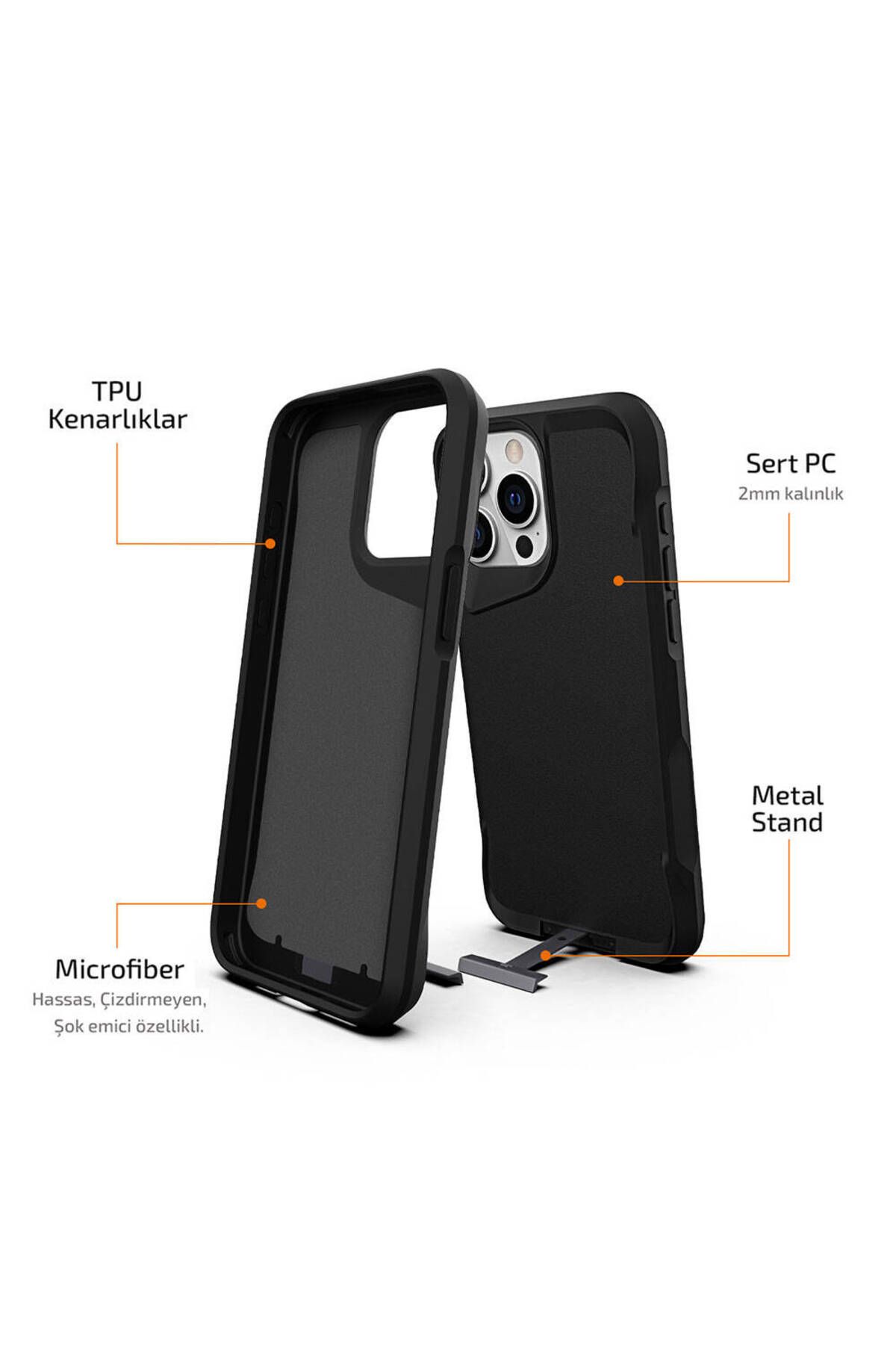 Cep Plus-iPhone 15 Pro Compatible Cppl Aihttg Edged T-Max Matte Stand Case-Navy Blue 6