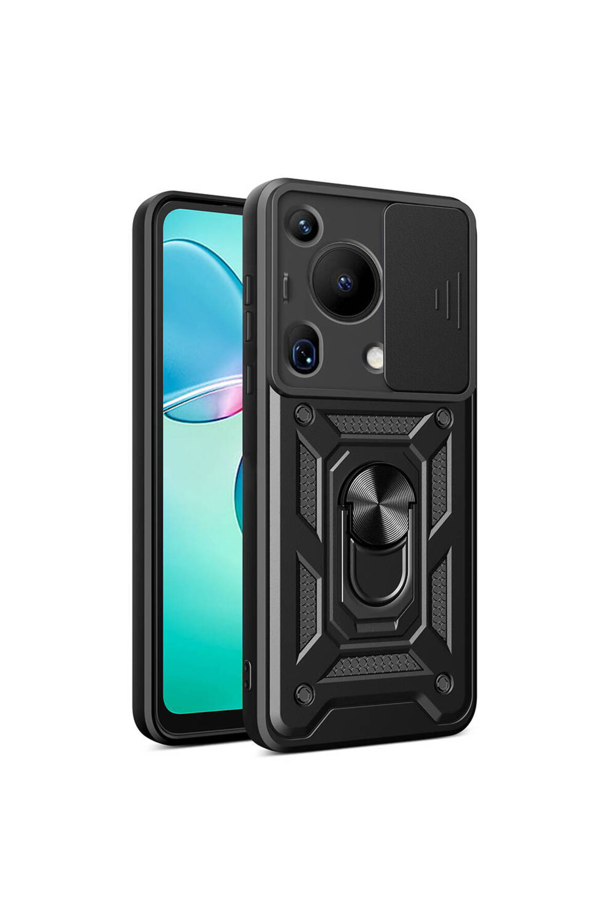 Huawei Pura 70 Ultra Kılıf Magnetik Standlı Kamera Korumalı CPPL Sürgülü Vega Kapak - Siyah