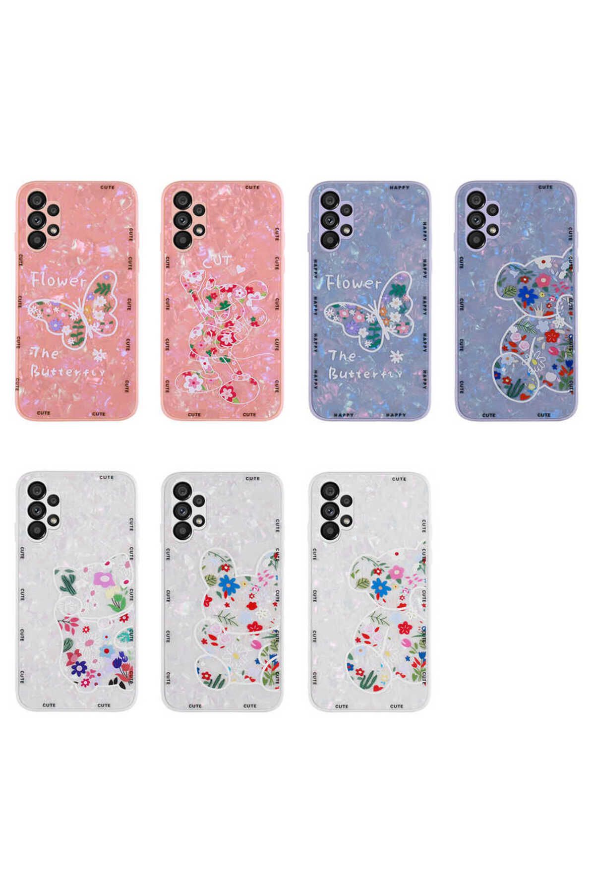 Cep Plus-Galaxy A13 4g Case Patterned Hard Silicone Cppl Mumila Cover - White Cat 3