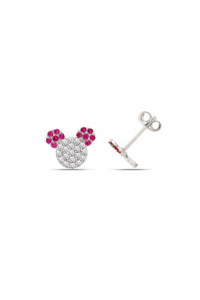 Parmas Design Pembe Kulaklı Farecik 925 ayar Gümüş Kız Çocuk Küpe