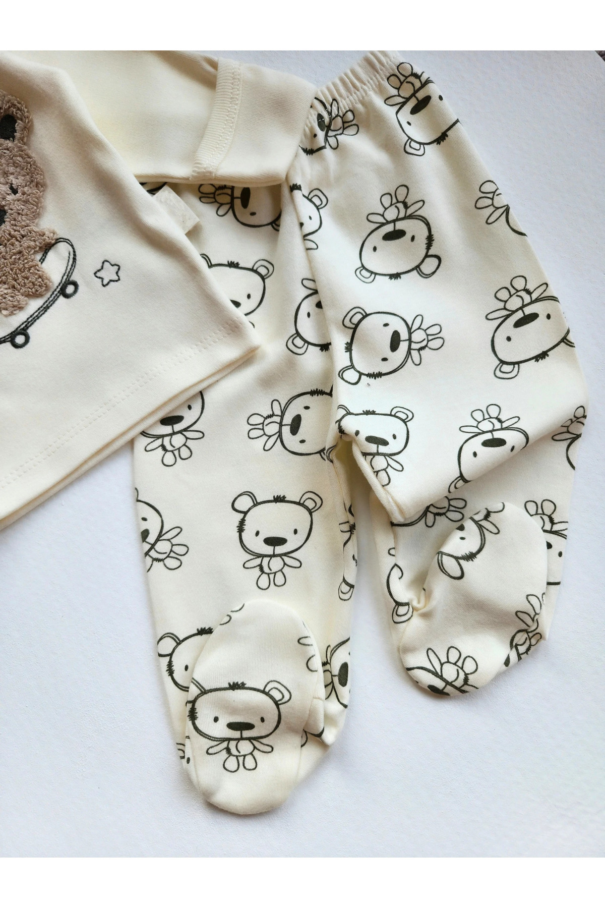 GizaKids %100 Pamuklu 0-3 Ay Yenidoğan Bebek Hastane Çıkışı 3lü Set fotoğrafı 3 (önizleme)