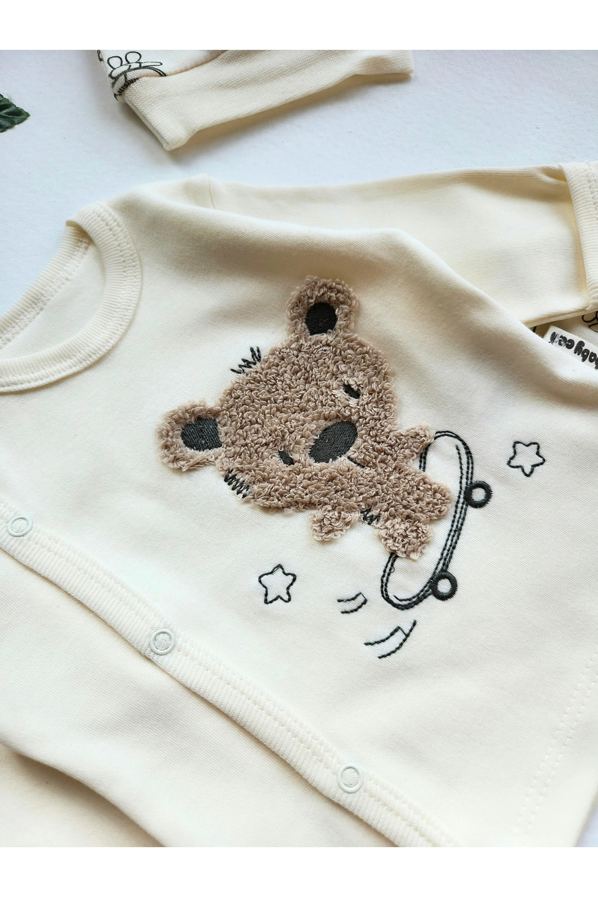 GizaKids %100 Pamuklu 0-3 Ay Yenidoğan Bebek Hastane Çıkışı 3lü Set fotoğrafı 4 (önizleme)