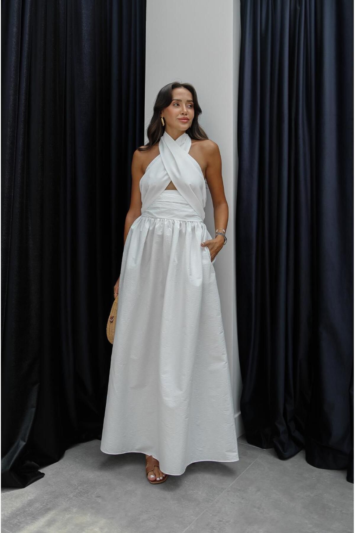 Havoş-Rochie Ecru Criss Halter 3