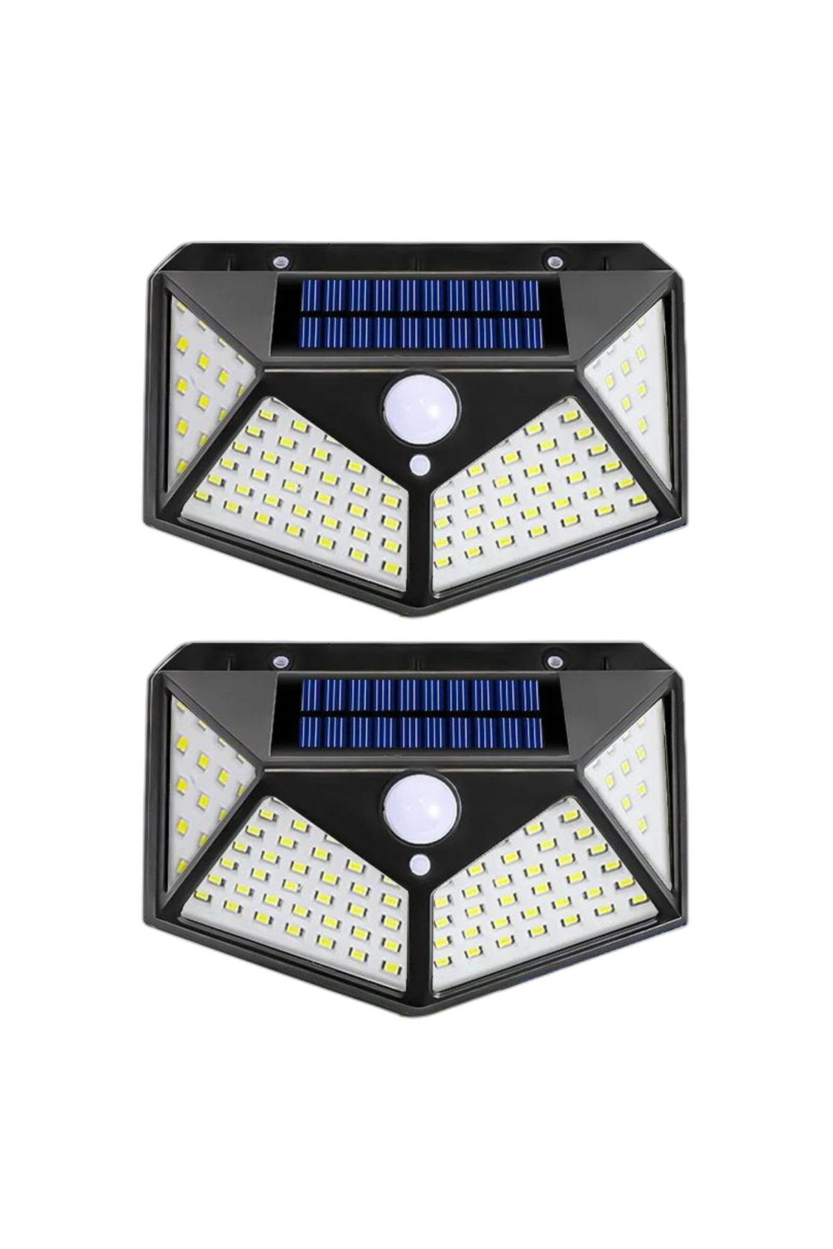 Generic-Set of 2 solar-powered lamps with dusk, motion and light sensors, 3 levels 100 x LED 1