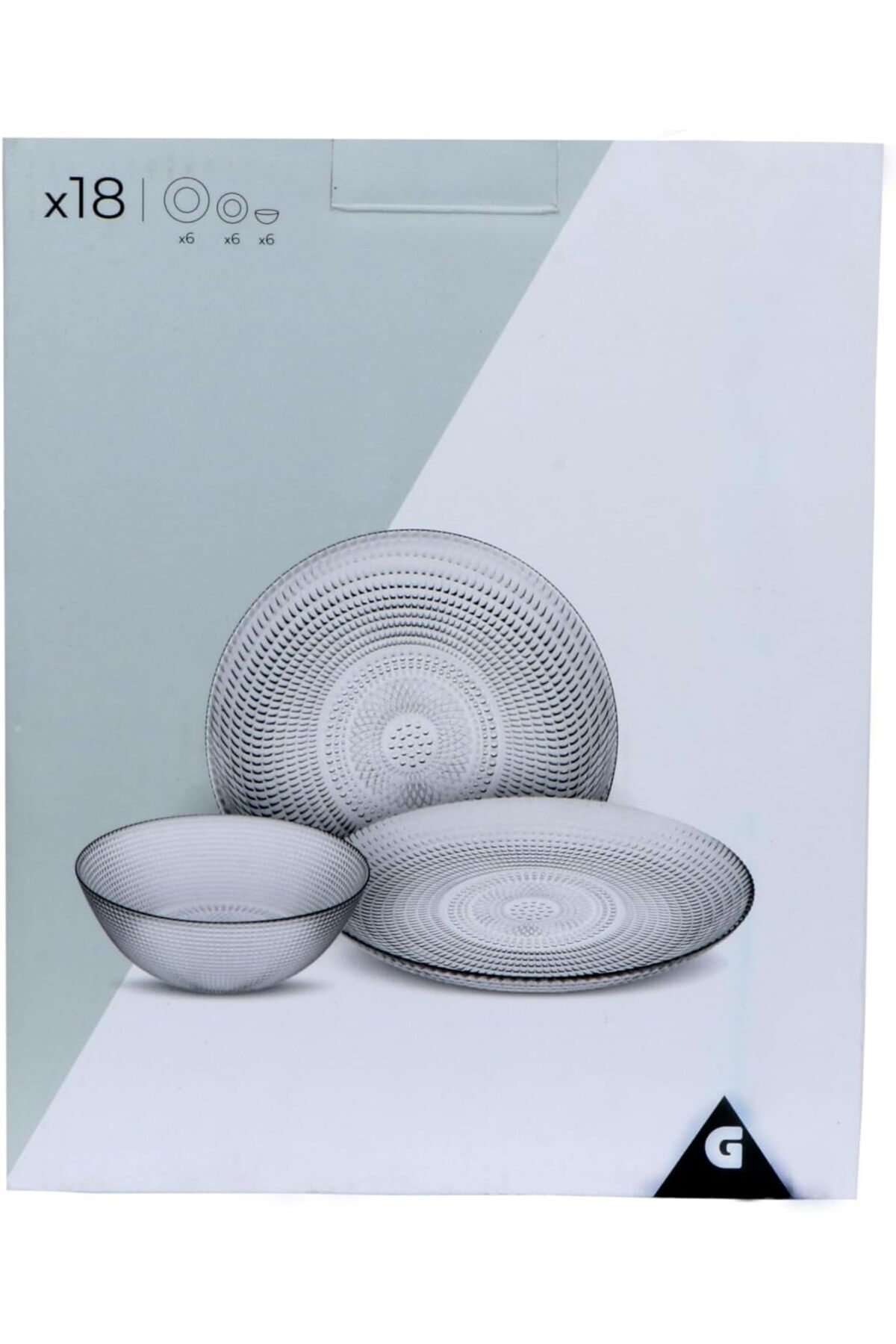 Zinnia , Glass Dinner Set 18pcs, (6 Main Plate, 6 Soup Plate, 6 Dessert Plate...