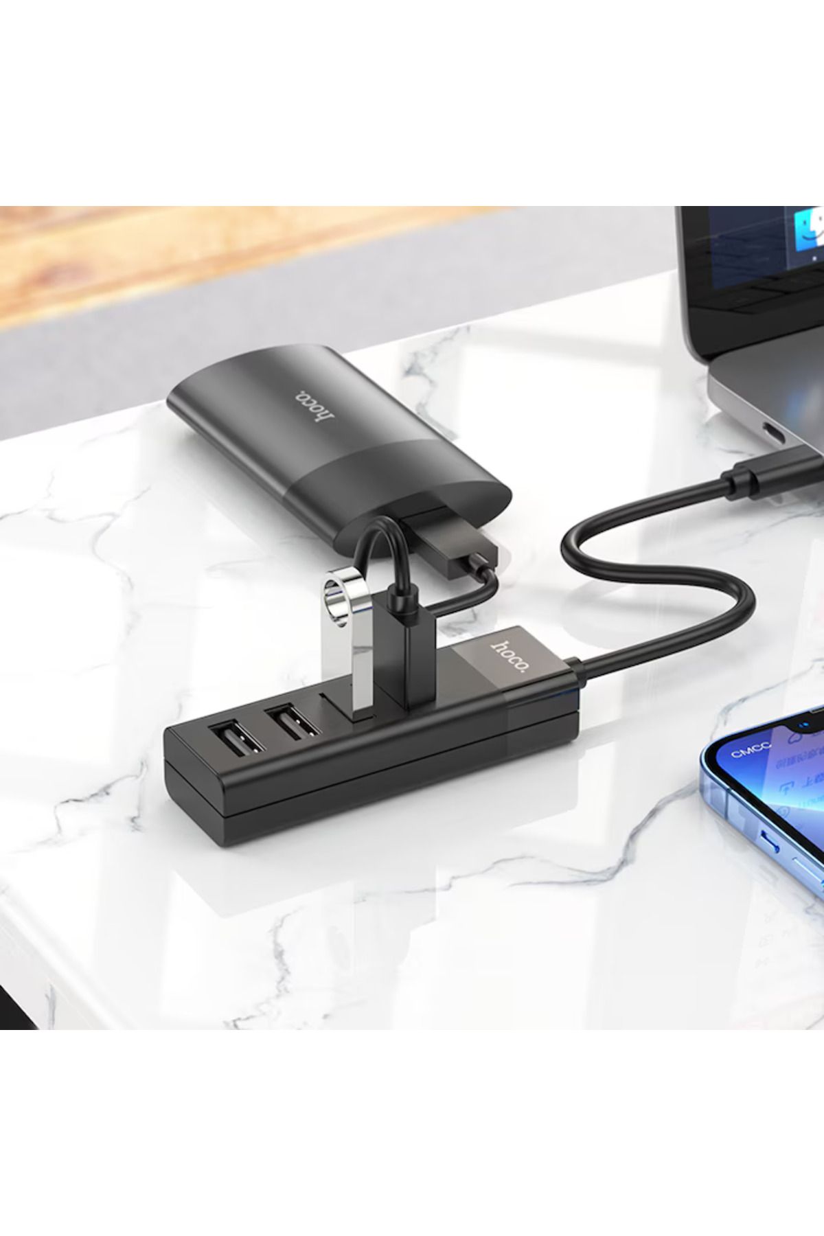Hoco-Adaptor Hub USB 3.0 Tip-C 4 în 1, HB25 Easy Mix, OTG de mare viteză, 1Tb - Negru 7
