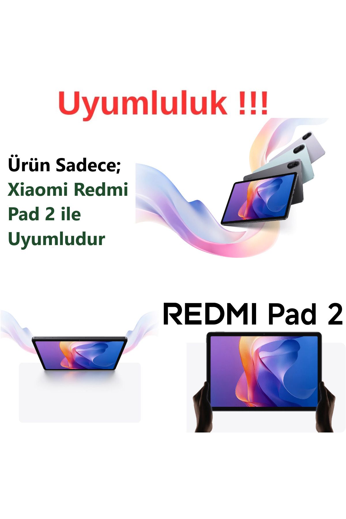 TEKNETSTORE-Xiaomi Redmi Pad 2 11 Inch 2025 360 °   Tablet Case with Rotatable Stand Screen Protector and Pen Set 5