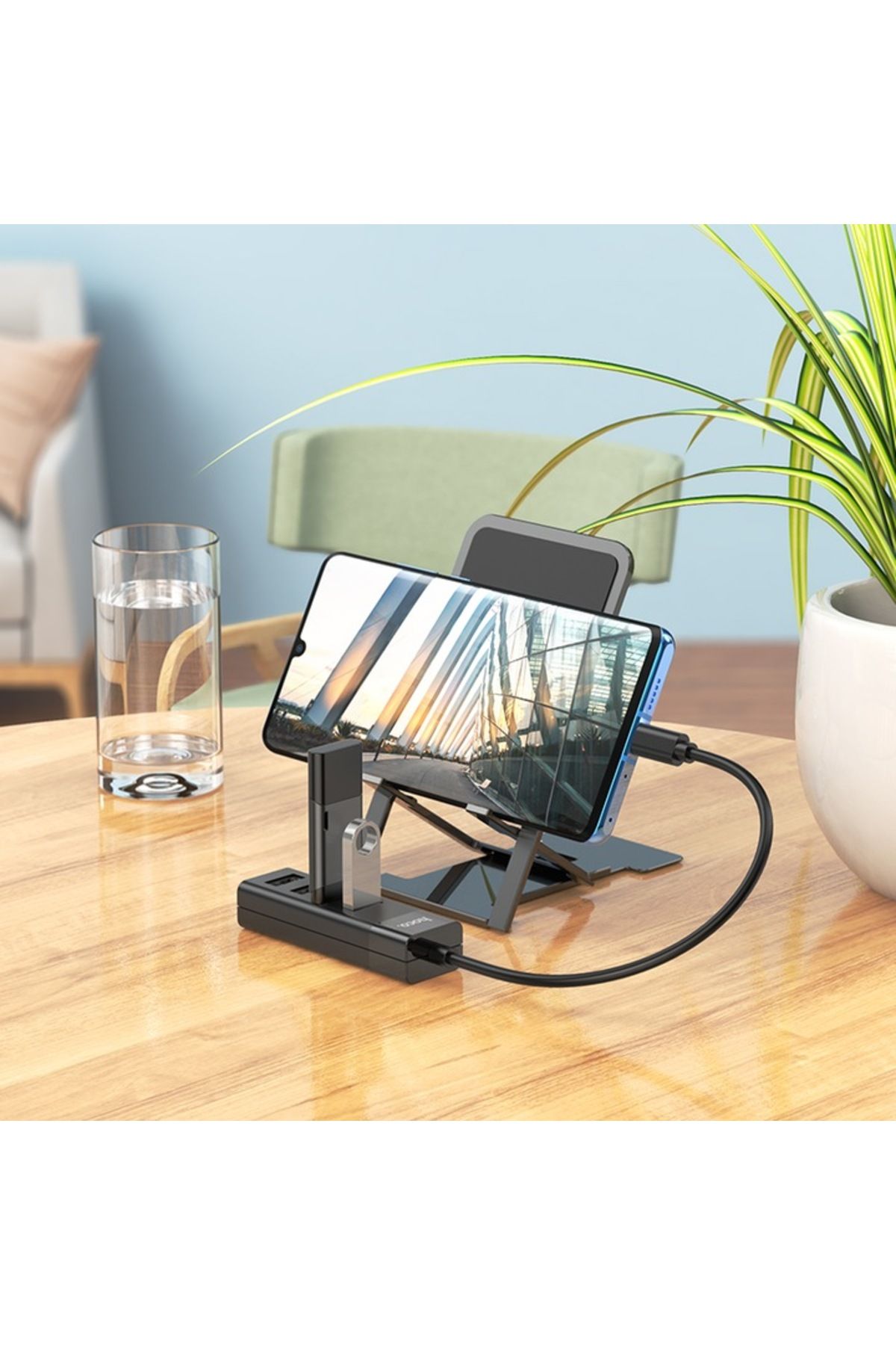 Hoco-Adaptor Hub USB 3.0 Tip-C 4 în 1, HB25 Easy Mix, OTG de mare viteză, 1Tb - Negru 4