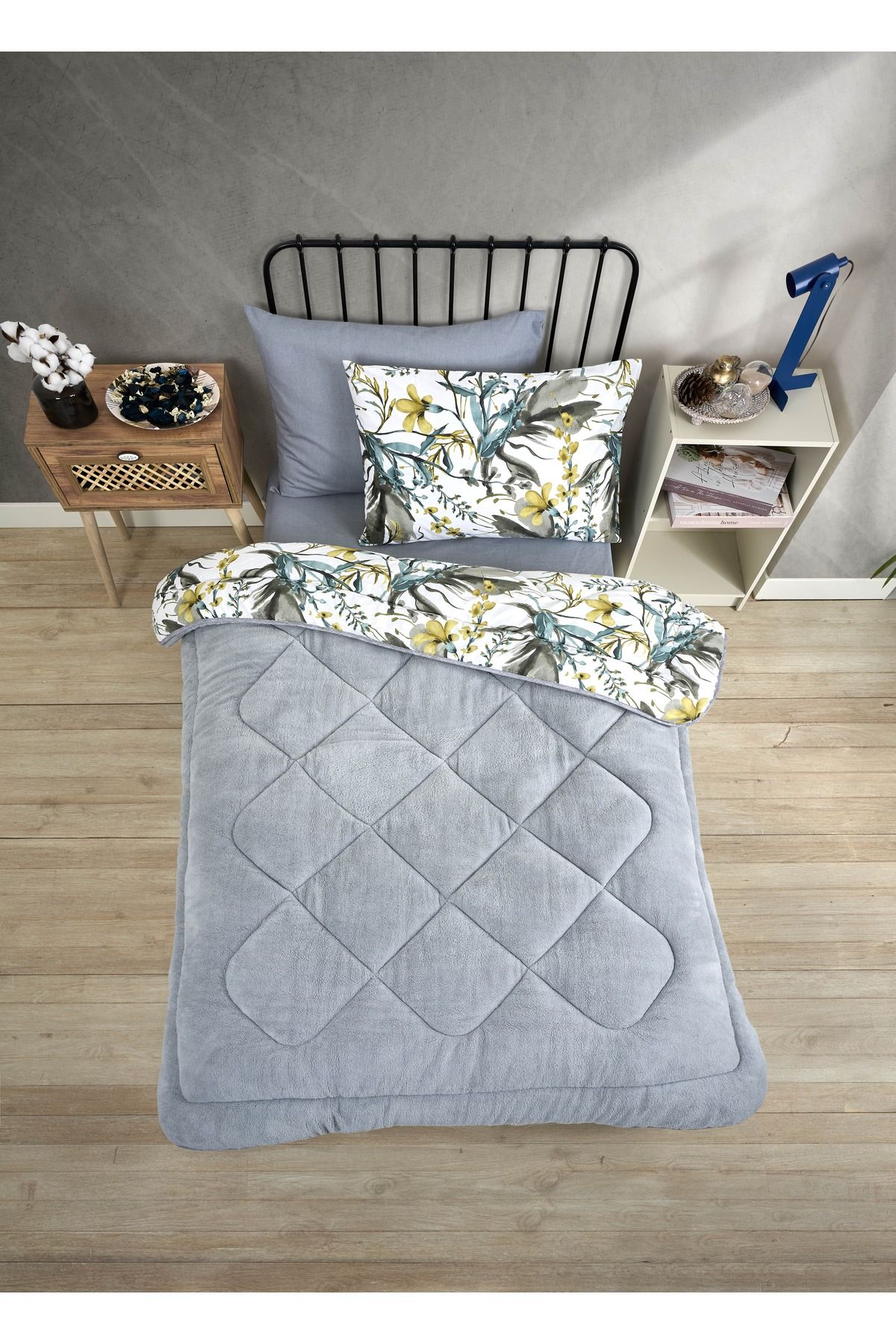 Sudemhome-Single Welsoft Sleeping Set Double Sided Wellsoft Fluffy Fleece Quilt and 100X200 Elastic Sheet 4